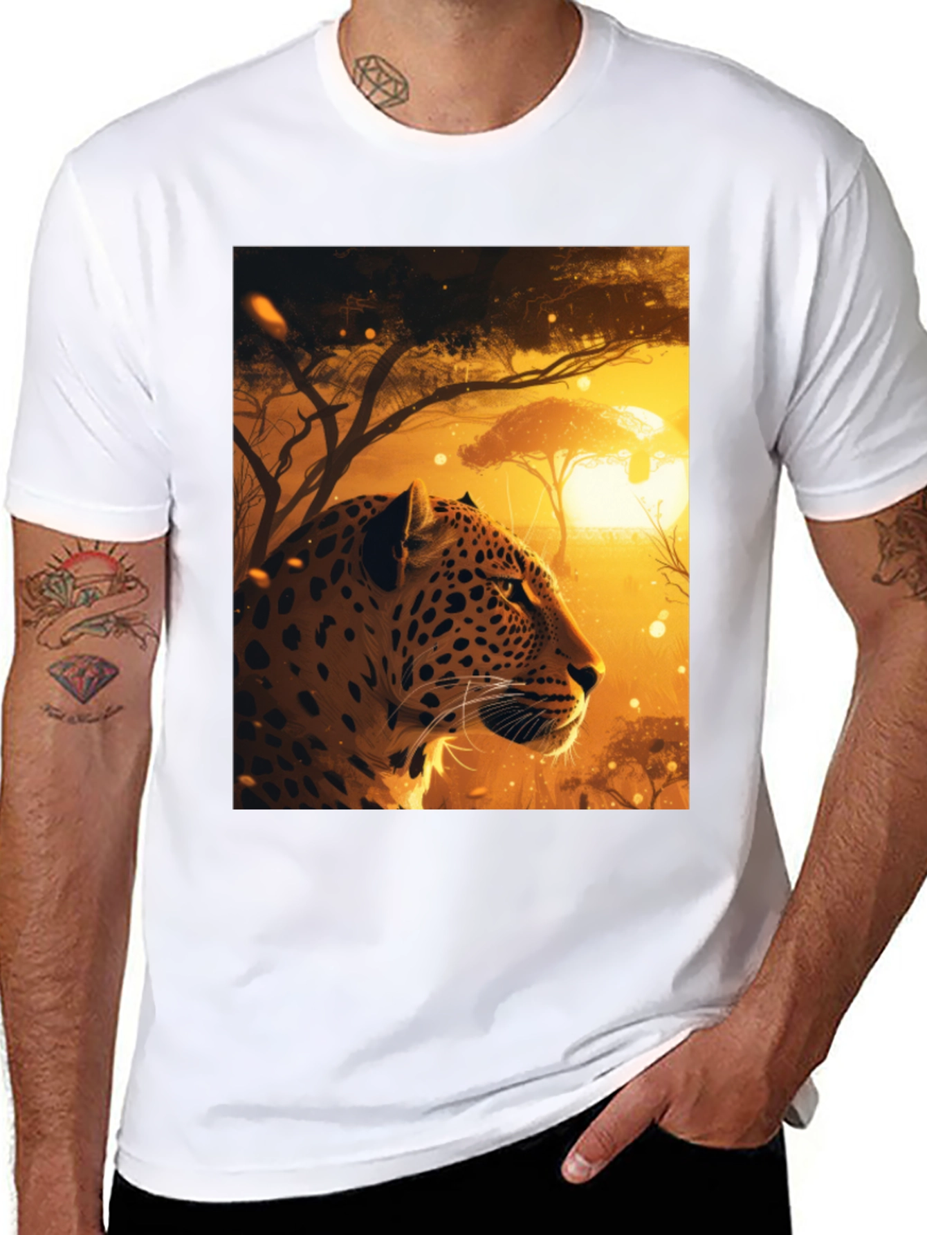 African Leopard Graphic Tee - Black