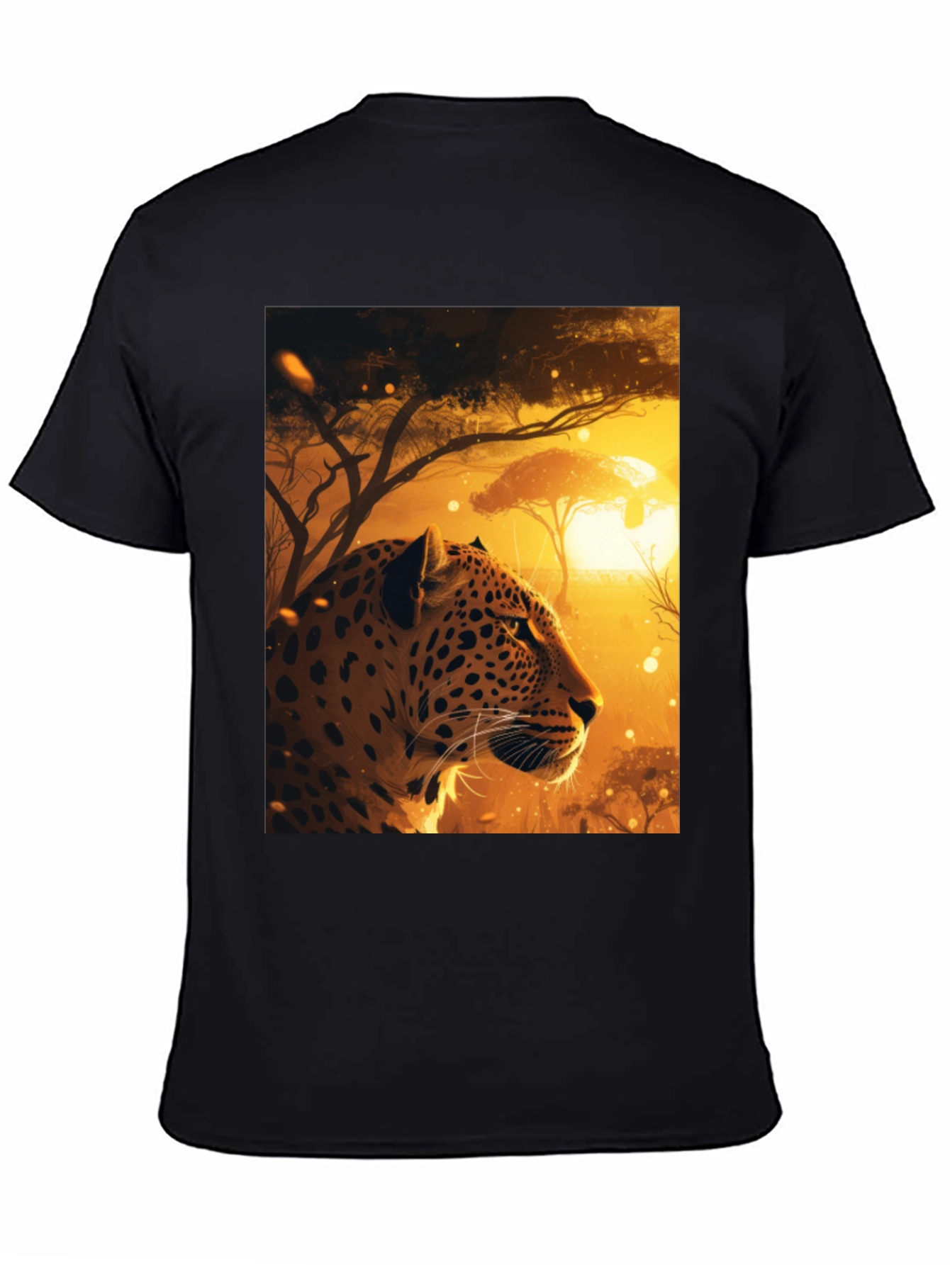 African Leopard Graphic Tee - Black