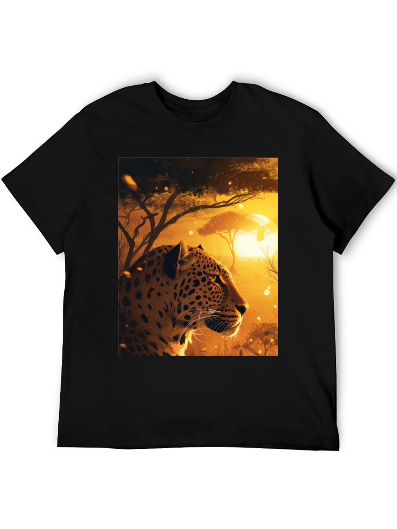 African Leopard Graphic Tee - Black