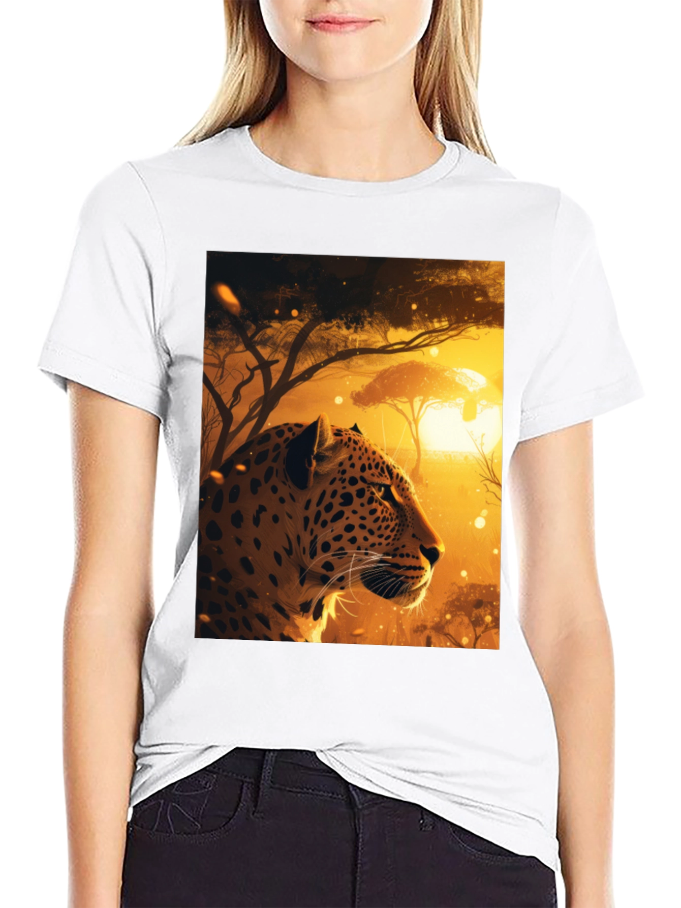 African Leopard Graphic Tee - Black