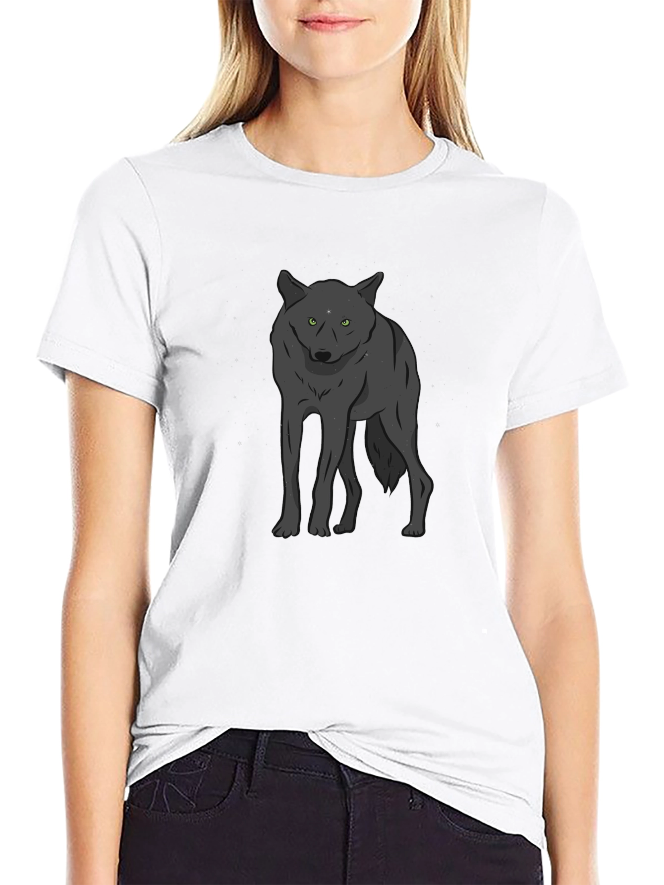 Wolf Graphic Print Crew Neck T-Shirt
