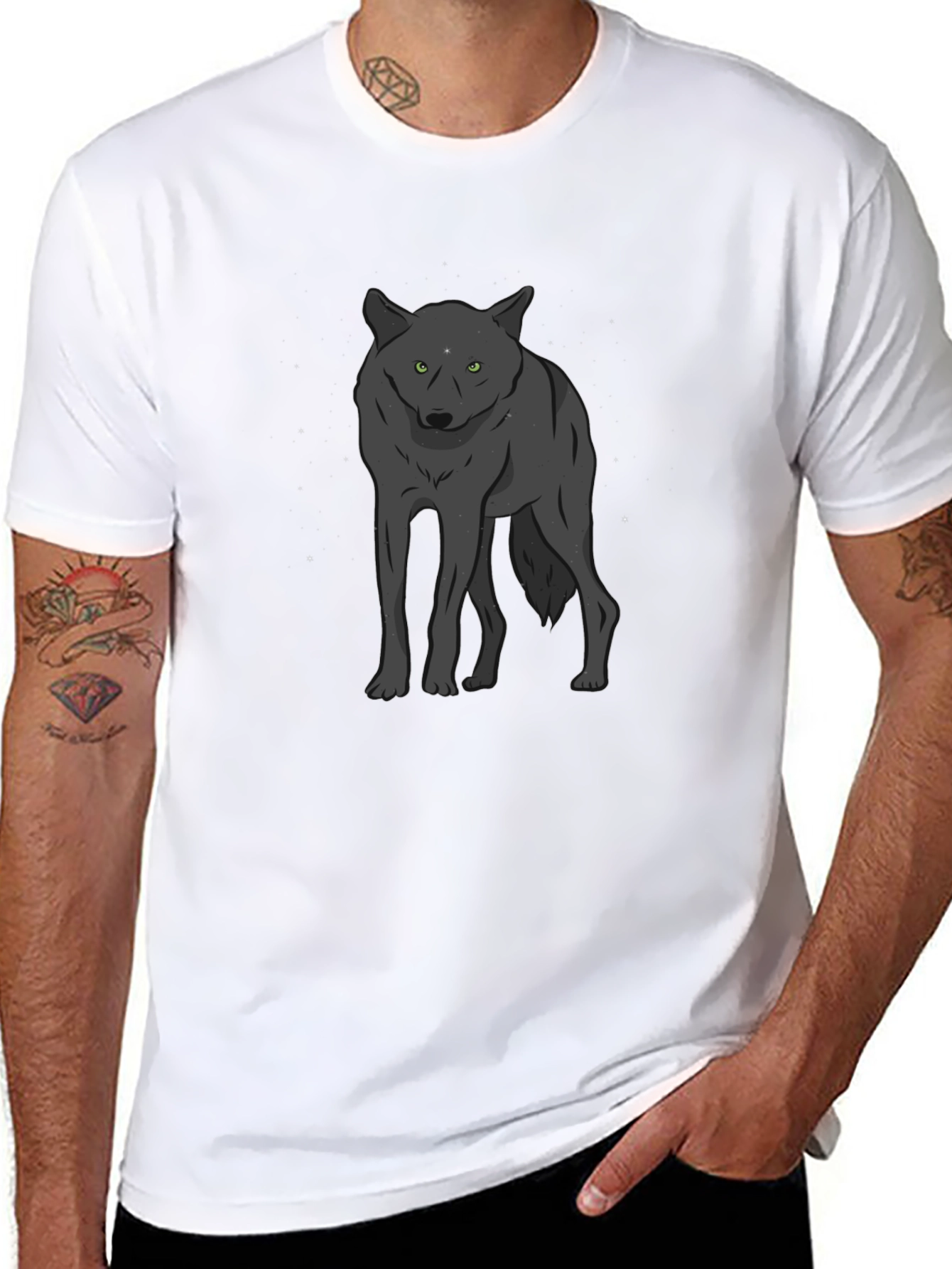 Wolf Graphic Print Crew Neck T-Shirt