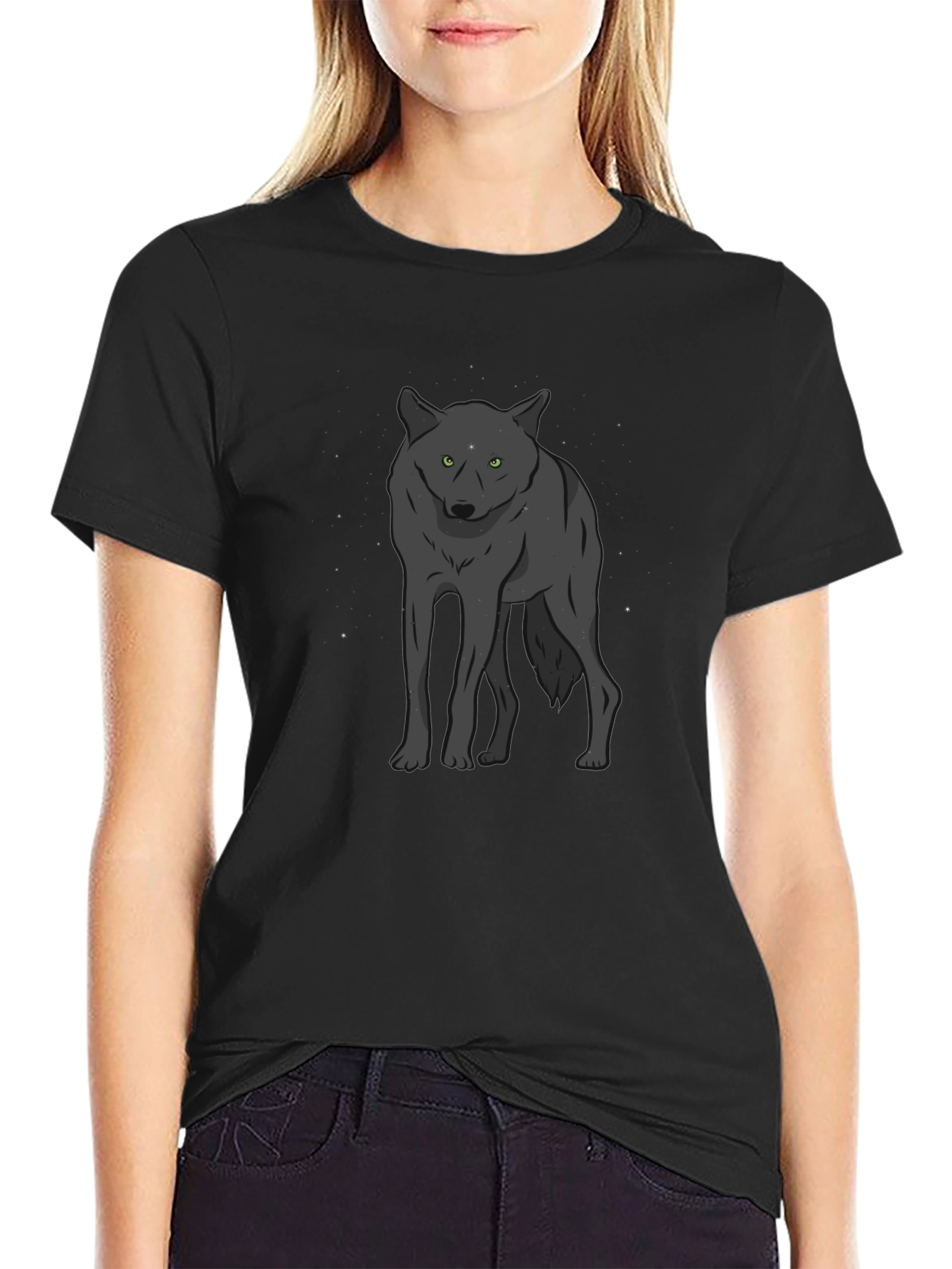 Wolf Graphic Print Crew Neck T-Shirt