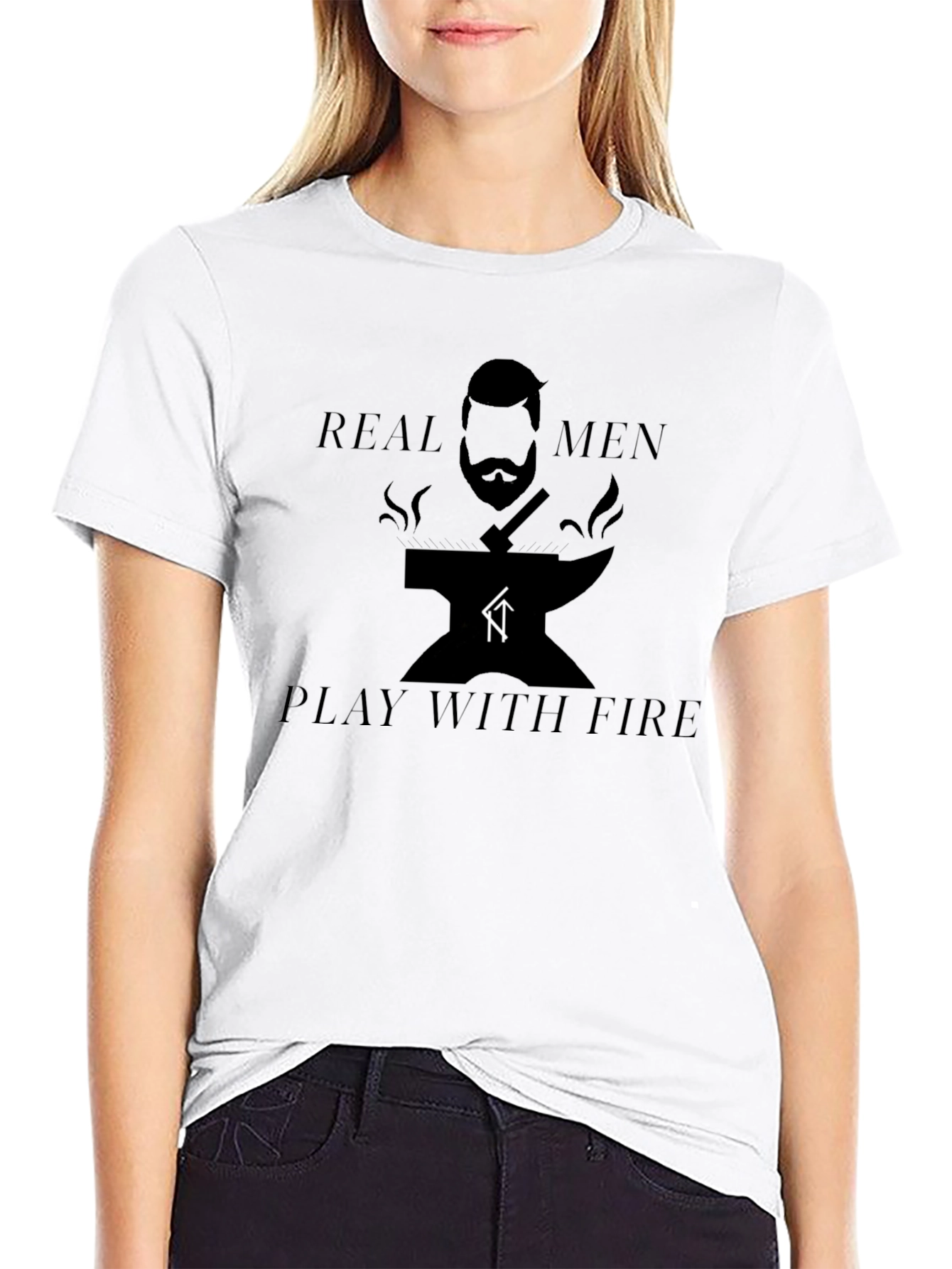 Real Men Play With Fire Blacksmith Graphic Tee