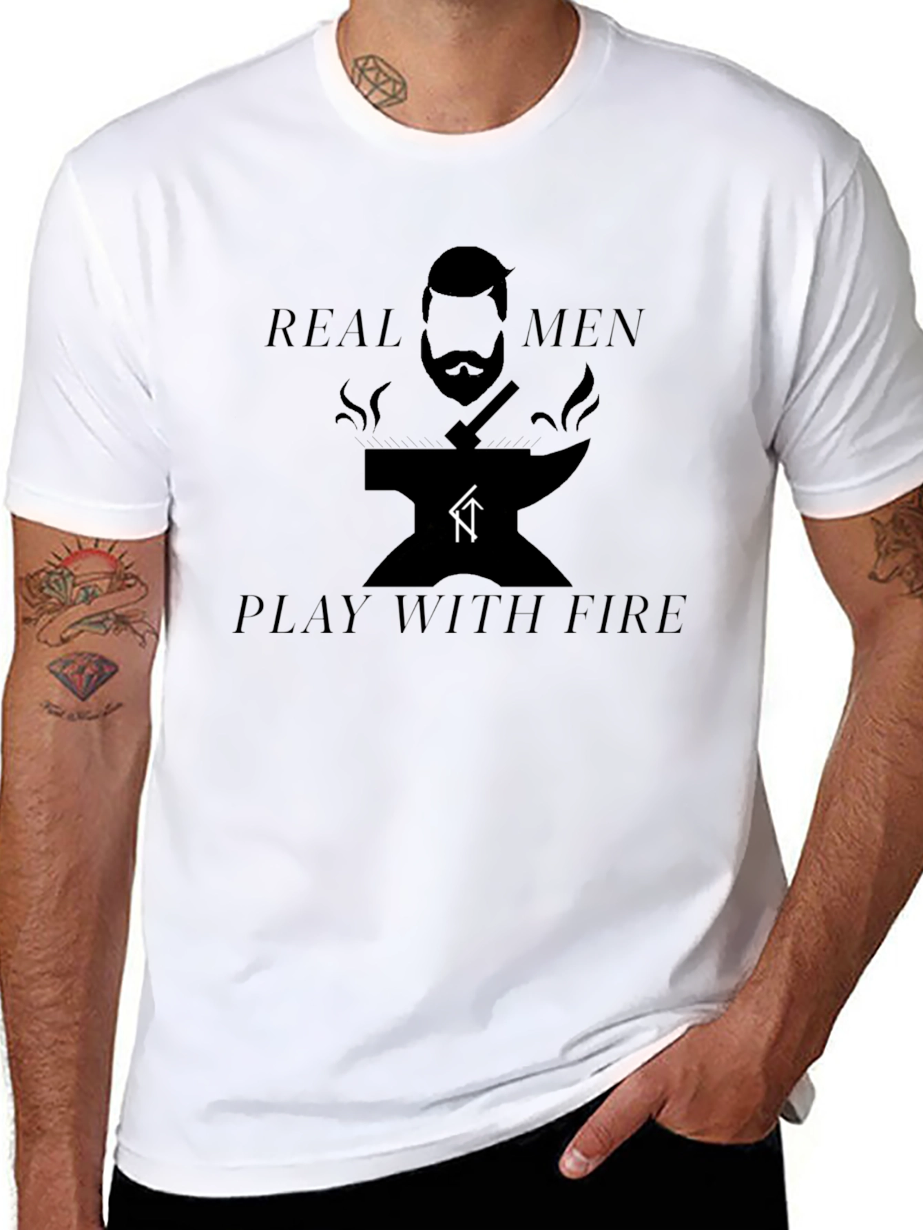 Real Men Play With Fire Blacksmith Graphic Tee