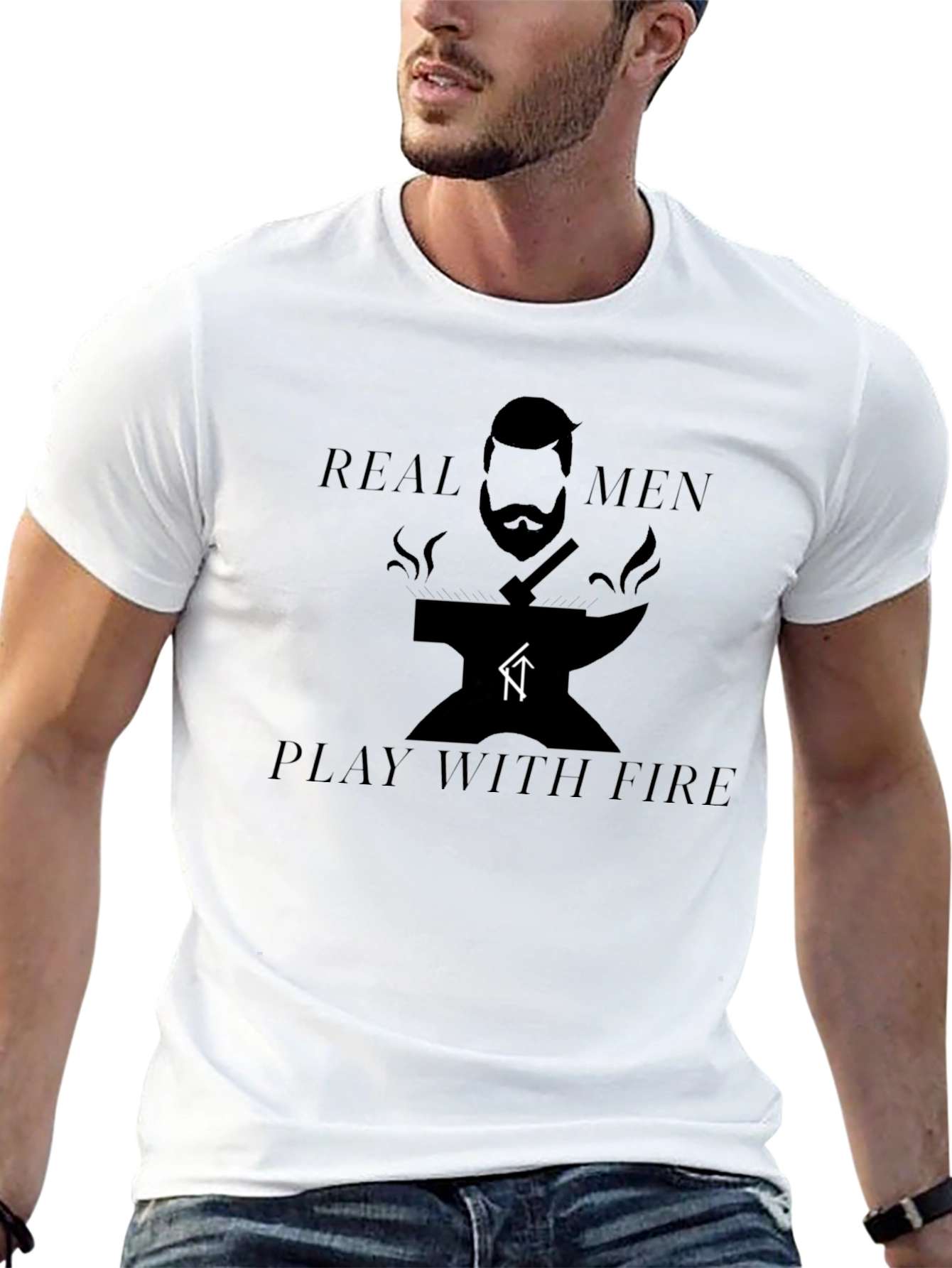 Real Men Play With Fire Blacksmith Graphic Tee
