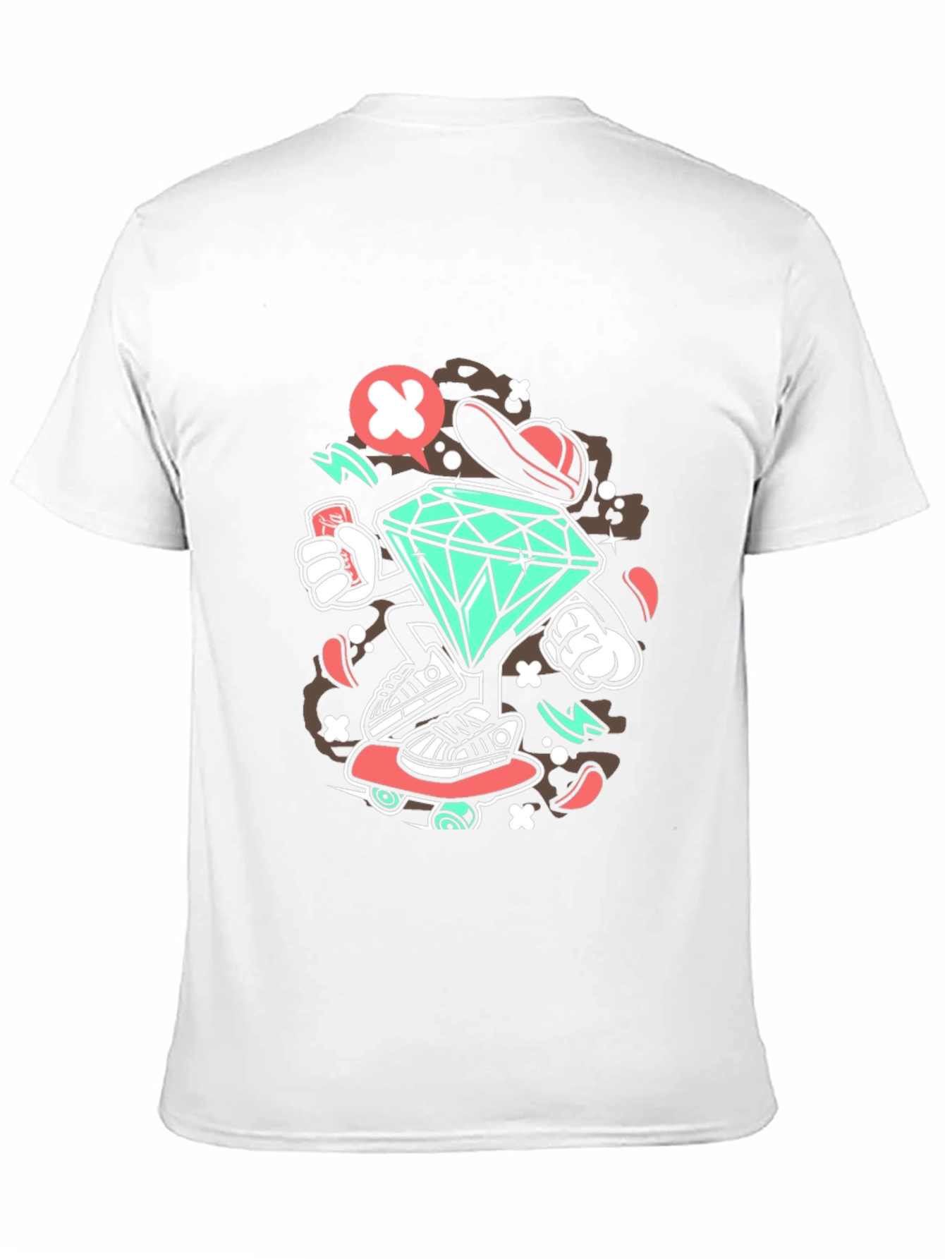 Diamond Skater Graphic Print Black T-Shirt