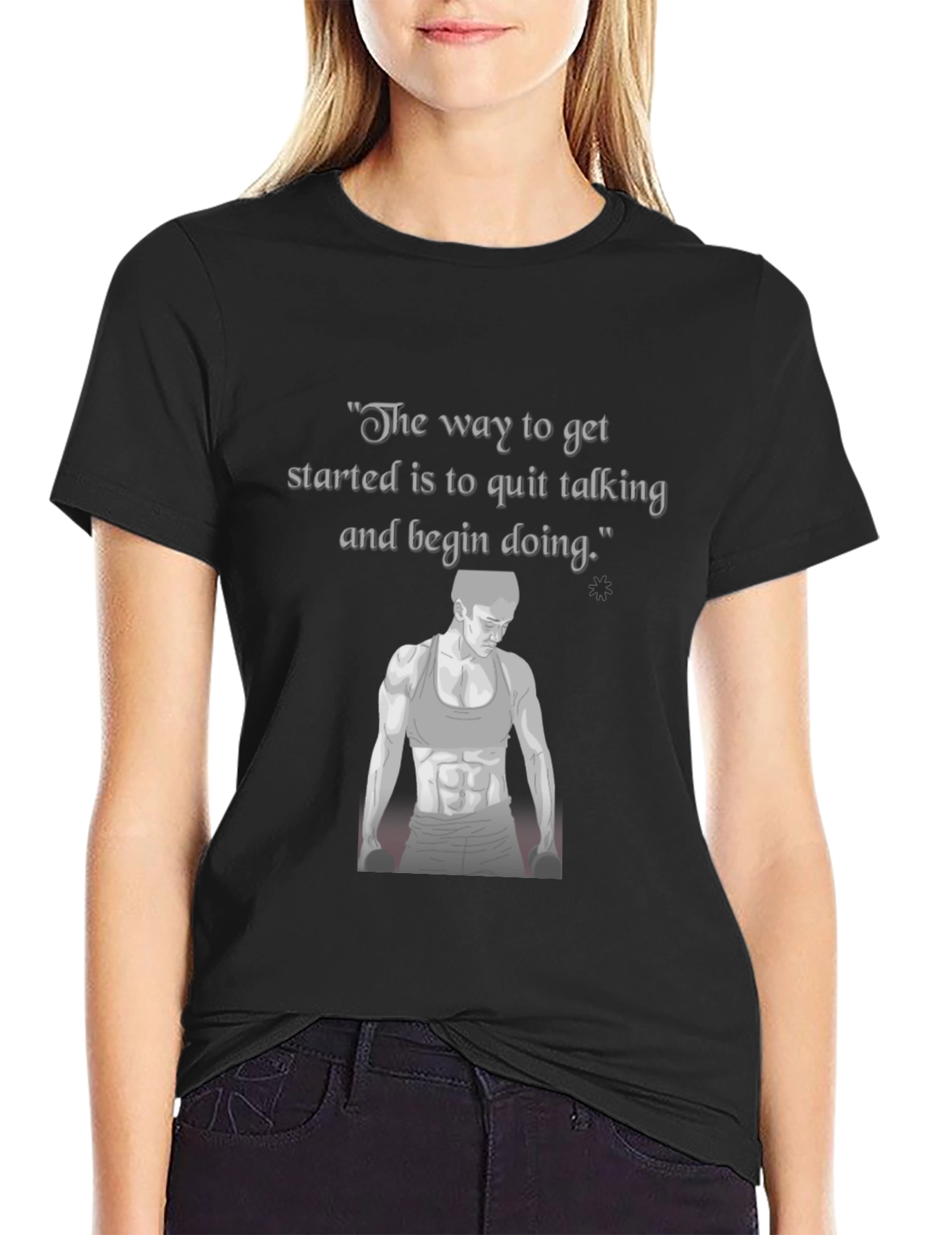 Motivational Gym Quote T-Shirt - Mens Black Tee