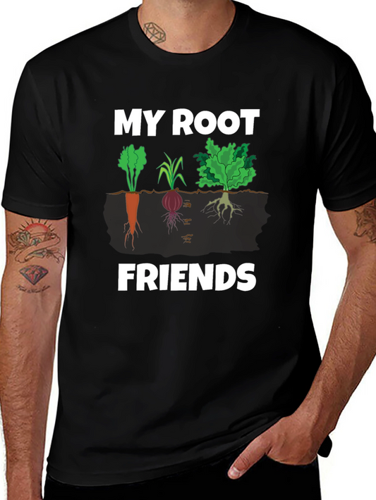 My Root Friends Graphic Tee - Black Crew Neck T-Shirt