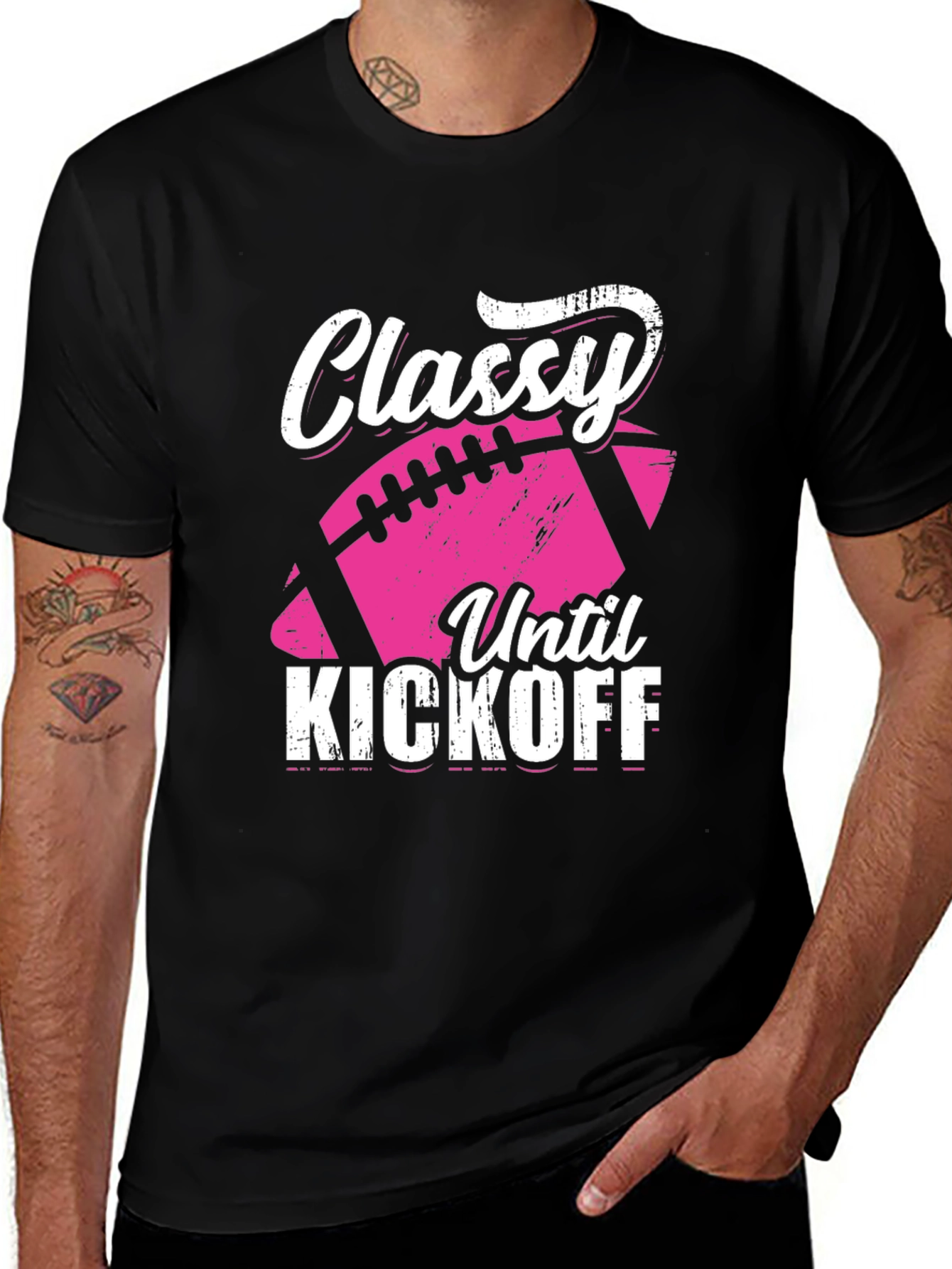 Classy Until Kickoff Football Graphic Tee