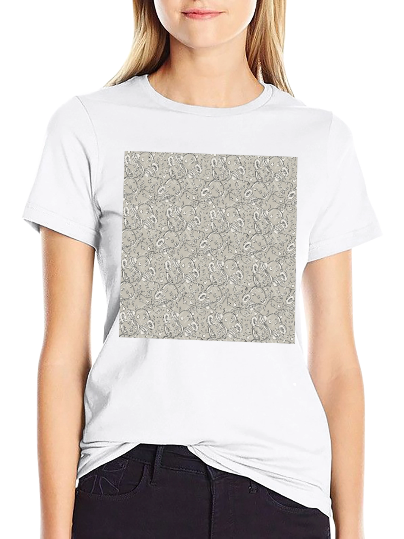 Patterned Graphic Tee - Abstract Design Casual Wear
