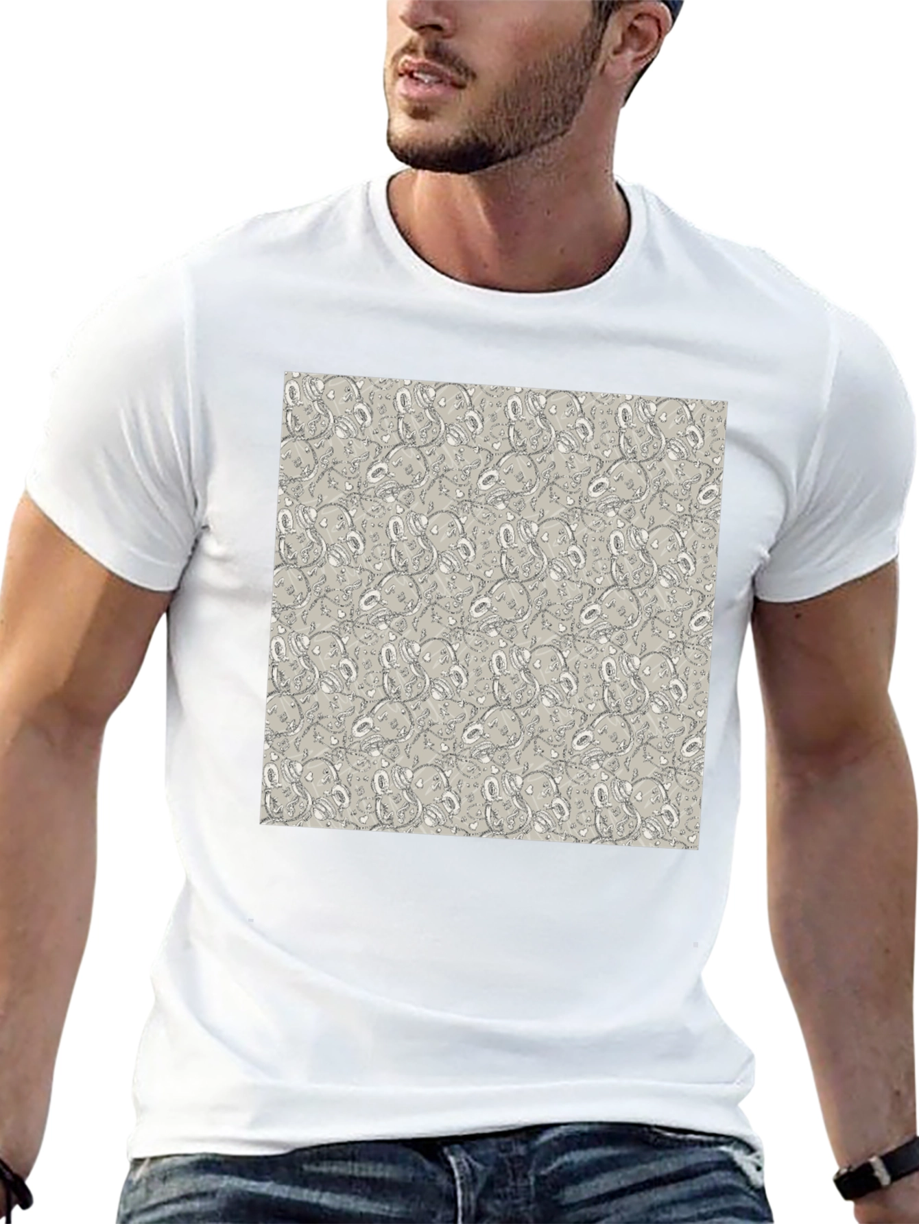 Patterned Graphic Tee - Abstract Design Casual Wear