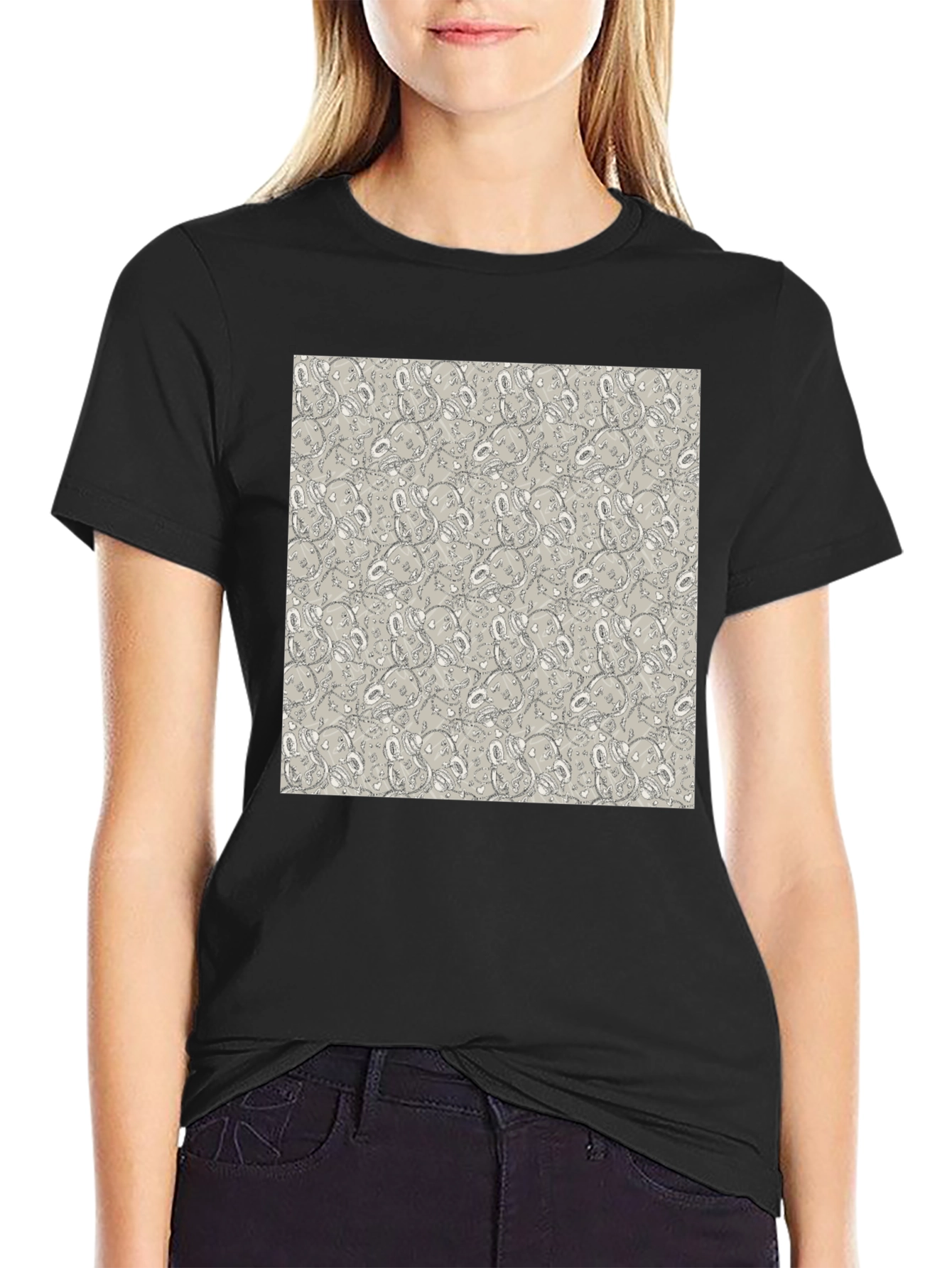 Patterned Graphic Tee - Abstract Design Casual Wear