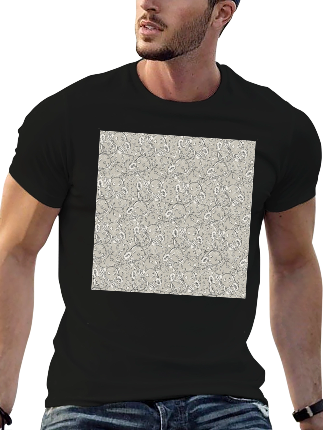 Patterned Graphic Tee - Abstract Design Casual Wear