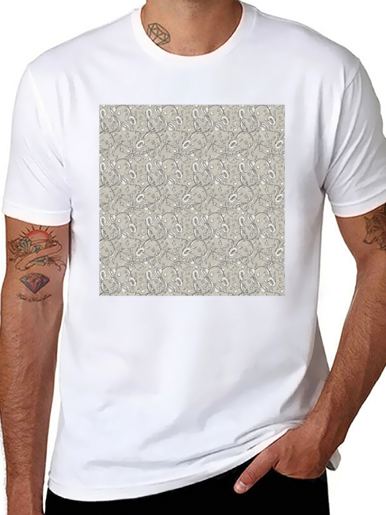 Patterned Graphic Tee - Abstract Design Casual Wear