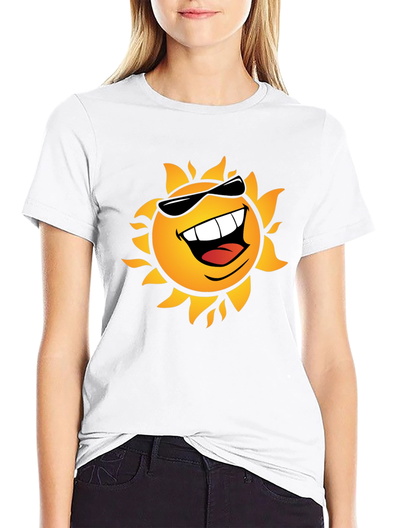 Smiling Sun Graphic Black T-Shirt