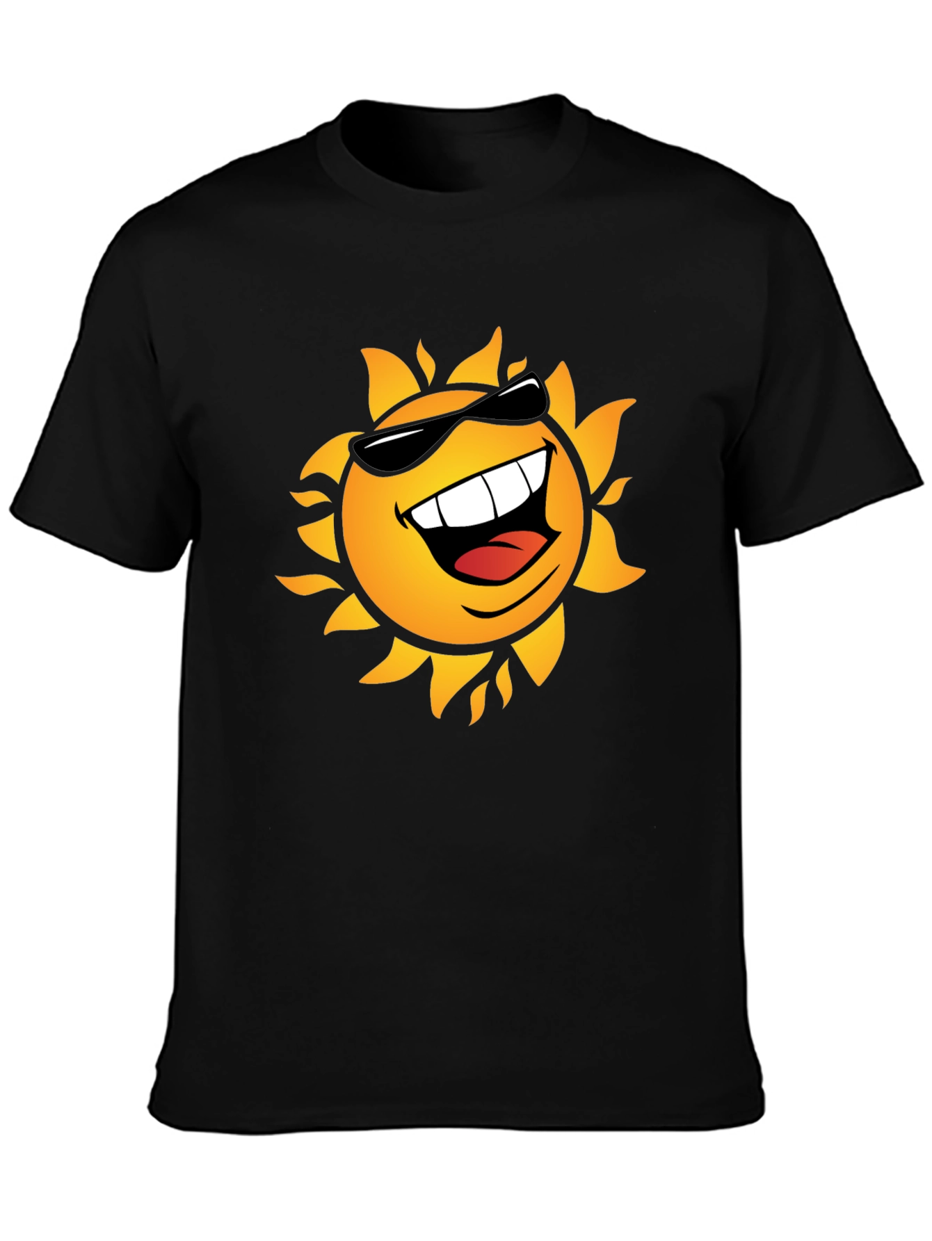 Smiling Sun Graphic Black T-Shirt