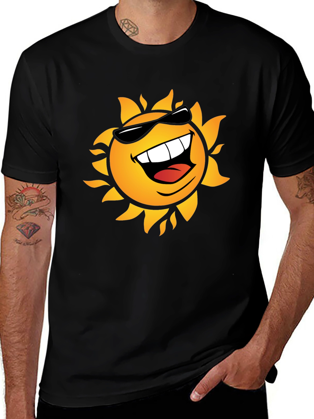 Smiling Sun Graphic Black T-Shirt
