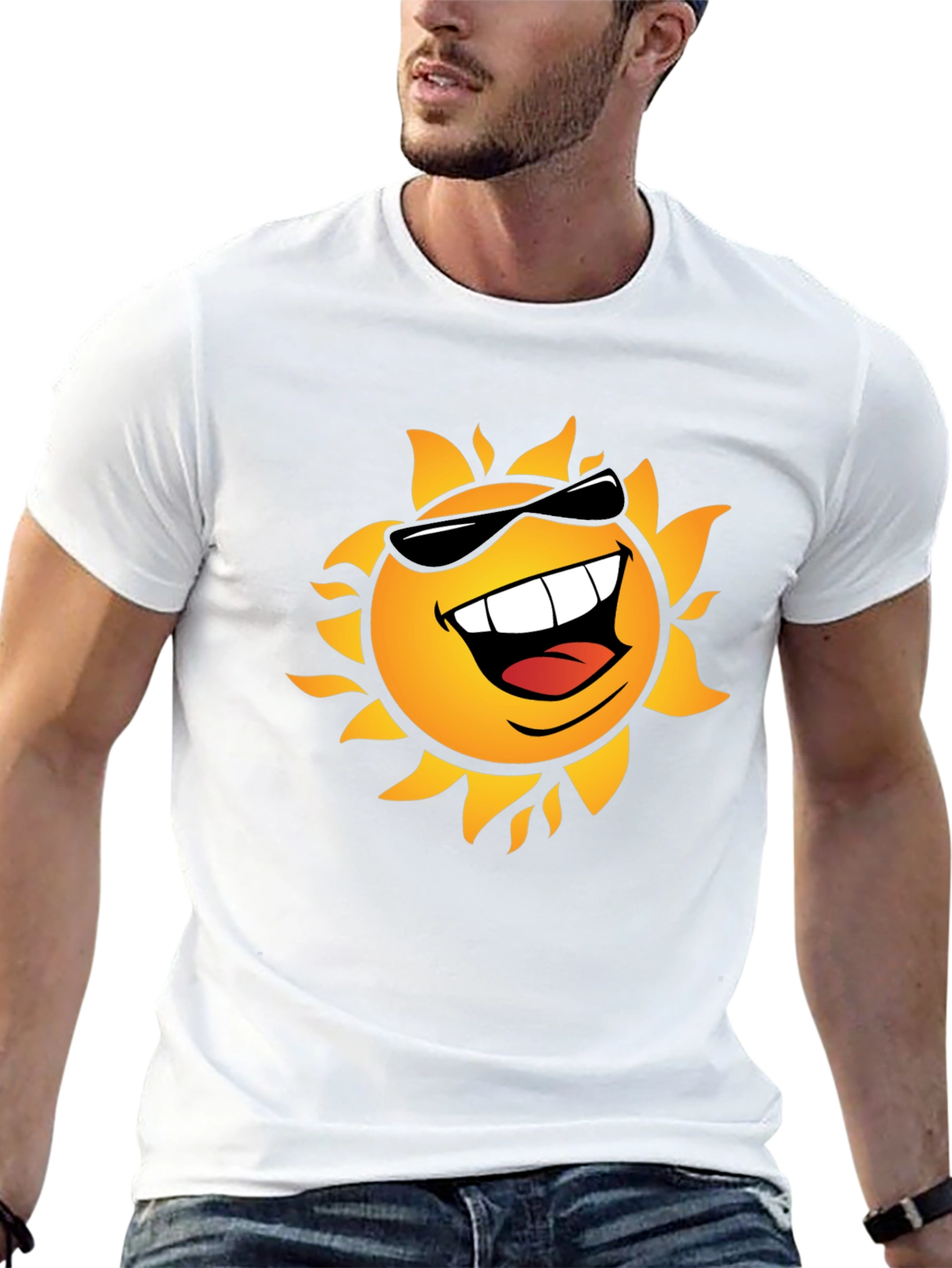 Smiling Sun Graphic Black T-Shirt