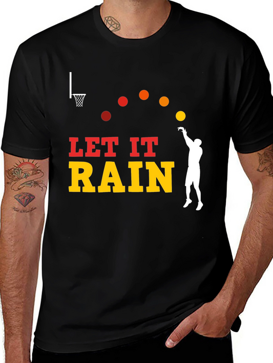 Let It Rain Basketball Graphic Tee - Black