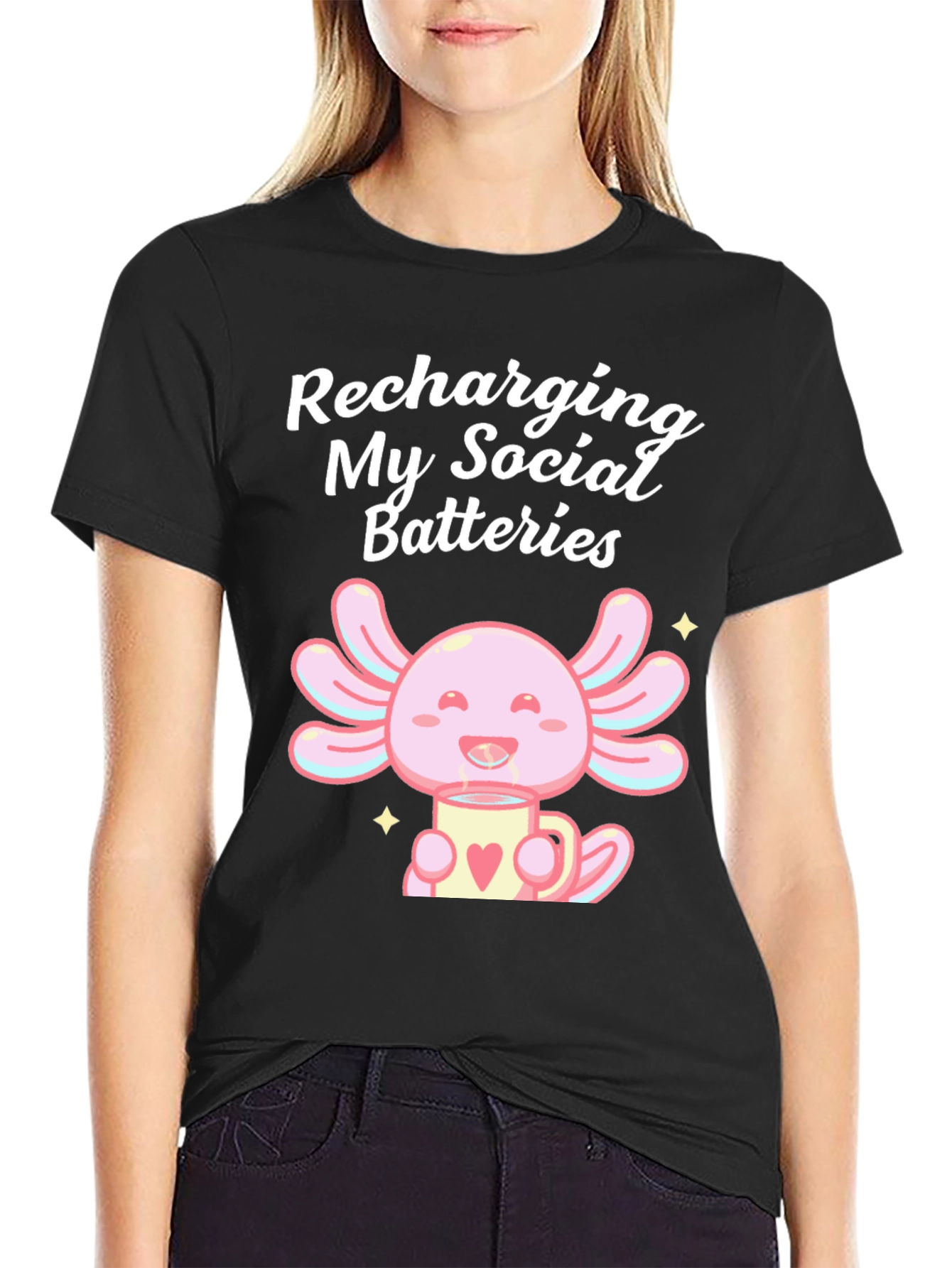 Recharging Social Batteries Axolotl T-Shirt