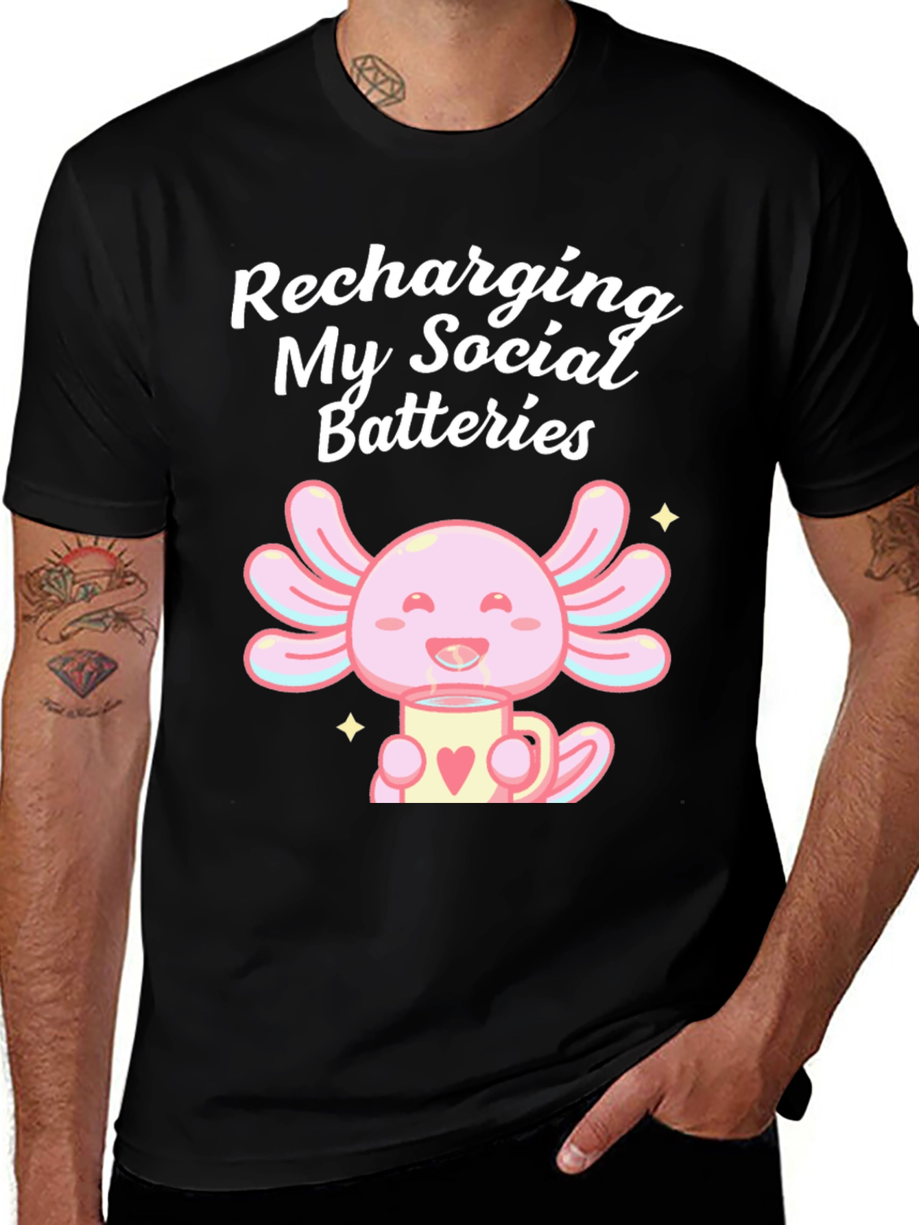 Recharging Social Batteries Axolotl T-Shirt