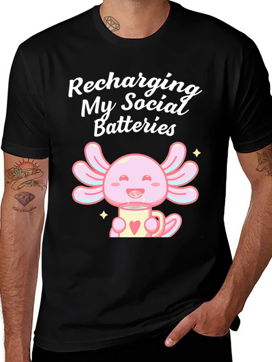 Recharging Social Batteries Axolotl T-Shirt