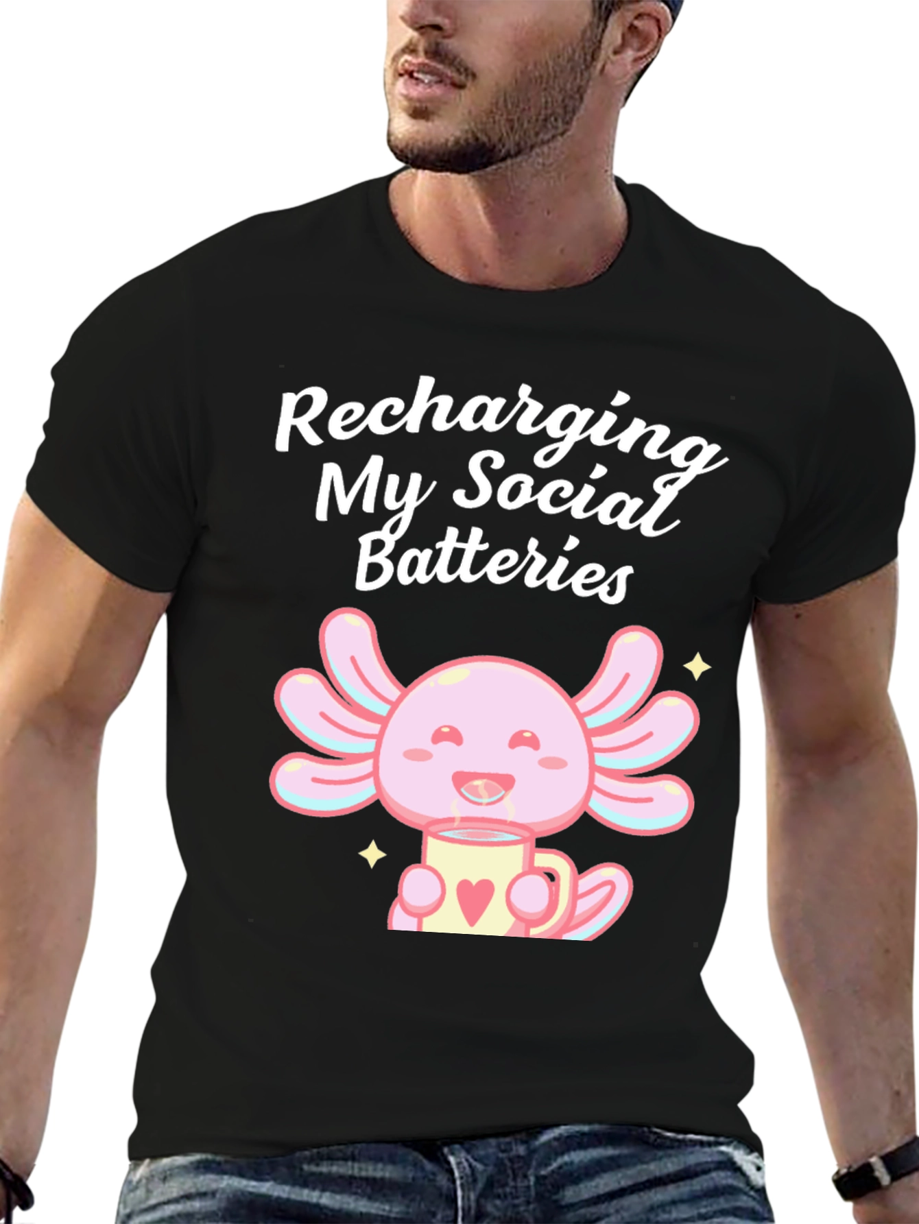 Recharging Social Batteries Axolotl T-Shirt