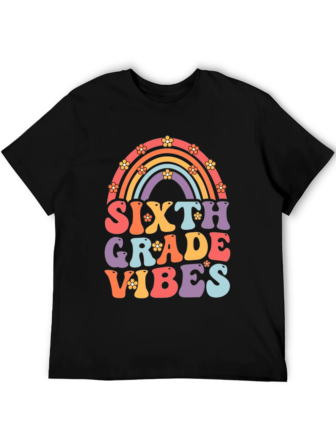 Sixth Grade Vibes Retro Rainbow T-Shirt