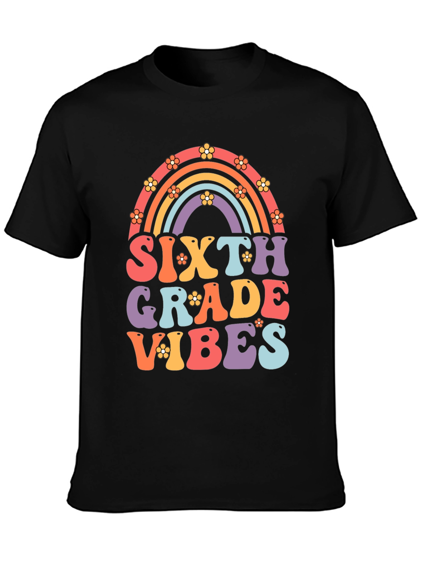 Sixth Grade Vibes Retro Rainbow T-Shirt