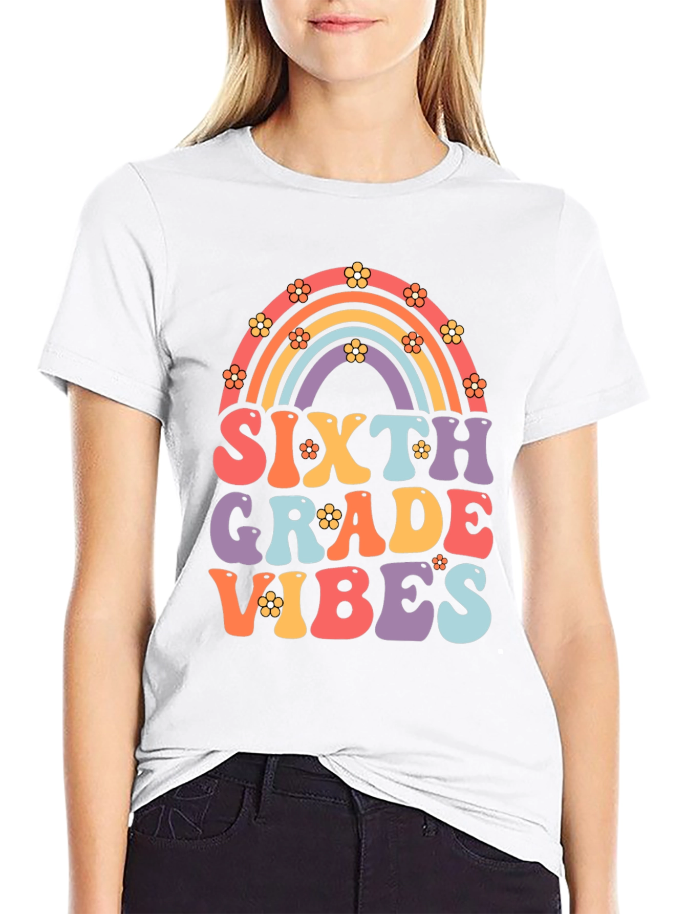 Sixth Grade Vibes Retro Rainbow T-Shirt