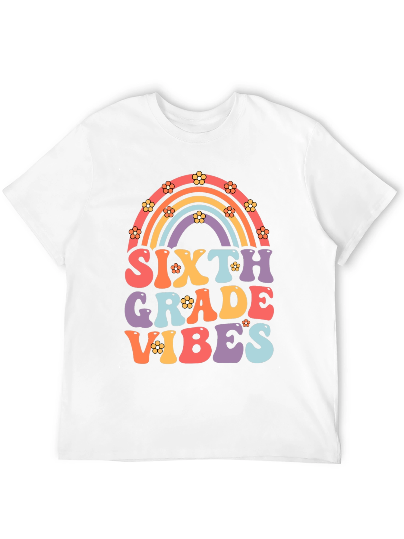 Sixth Grade Vibes Retro Rainbow T-Shirt