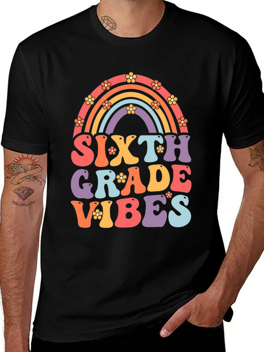 Sixth Grade Vibes Retro Rainbow T-Shirt