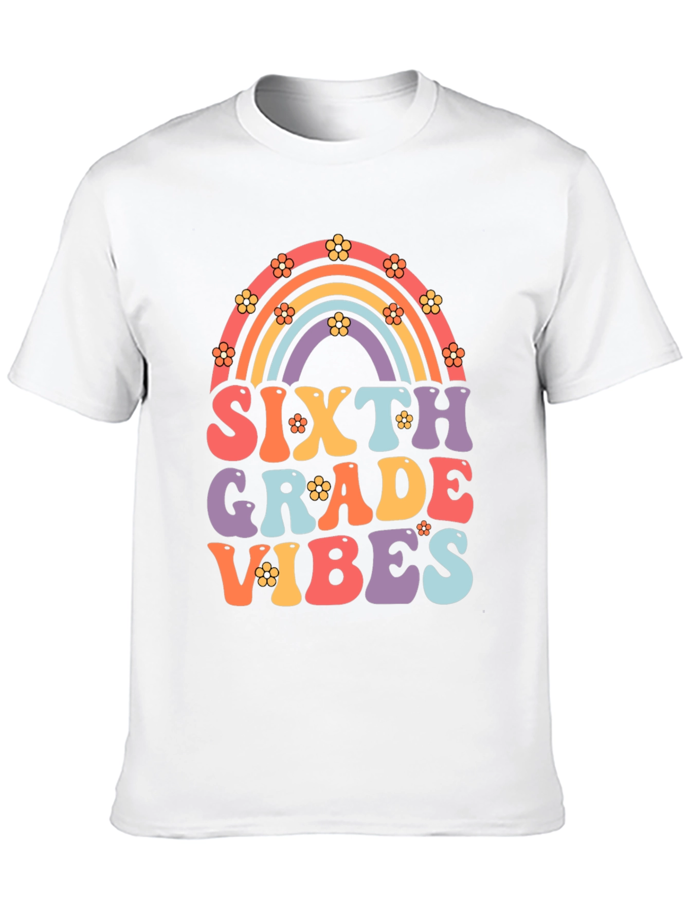 Sixth Grade Vibes Retro Rainbow T-Shirt