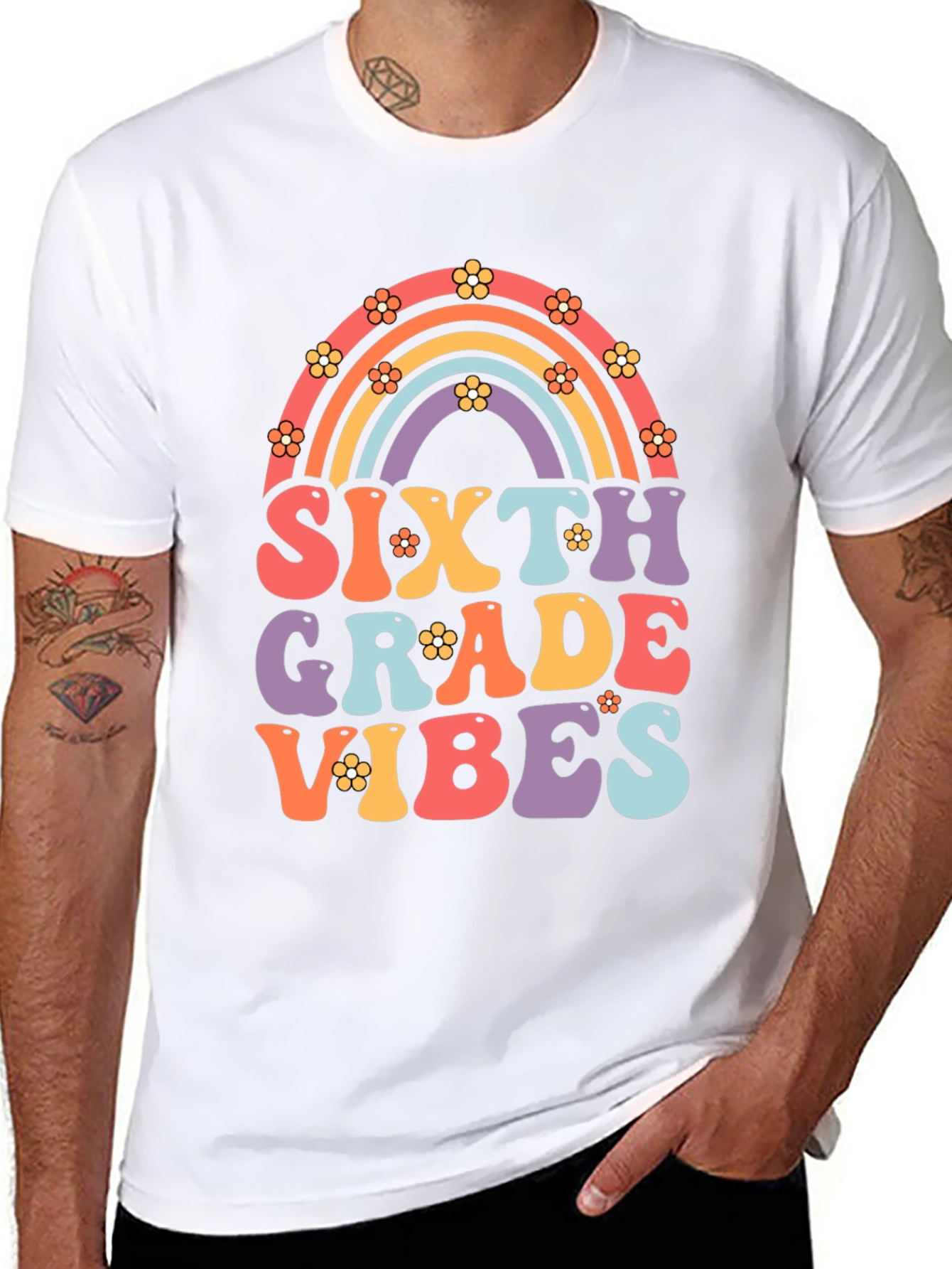 Sixth Grade Vibes Retro Rainbow T-Shirt
