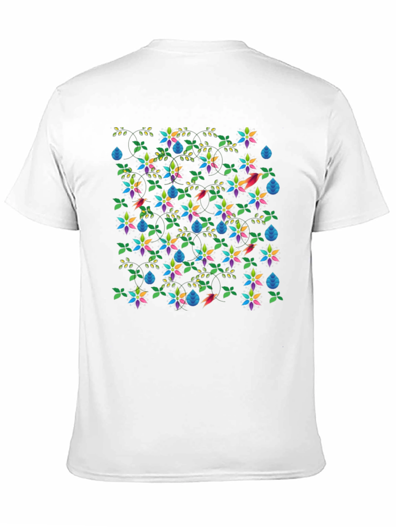 Floral & Fauna Print Black T-Shirt