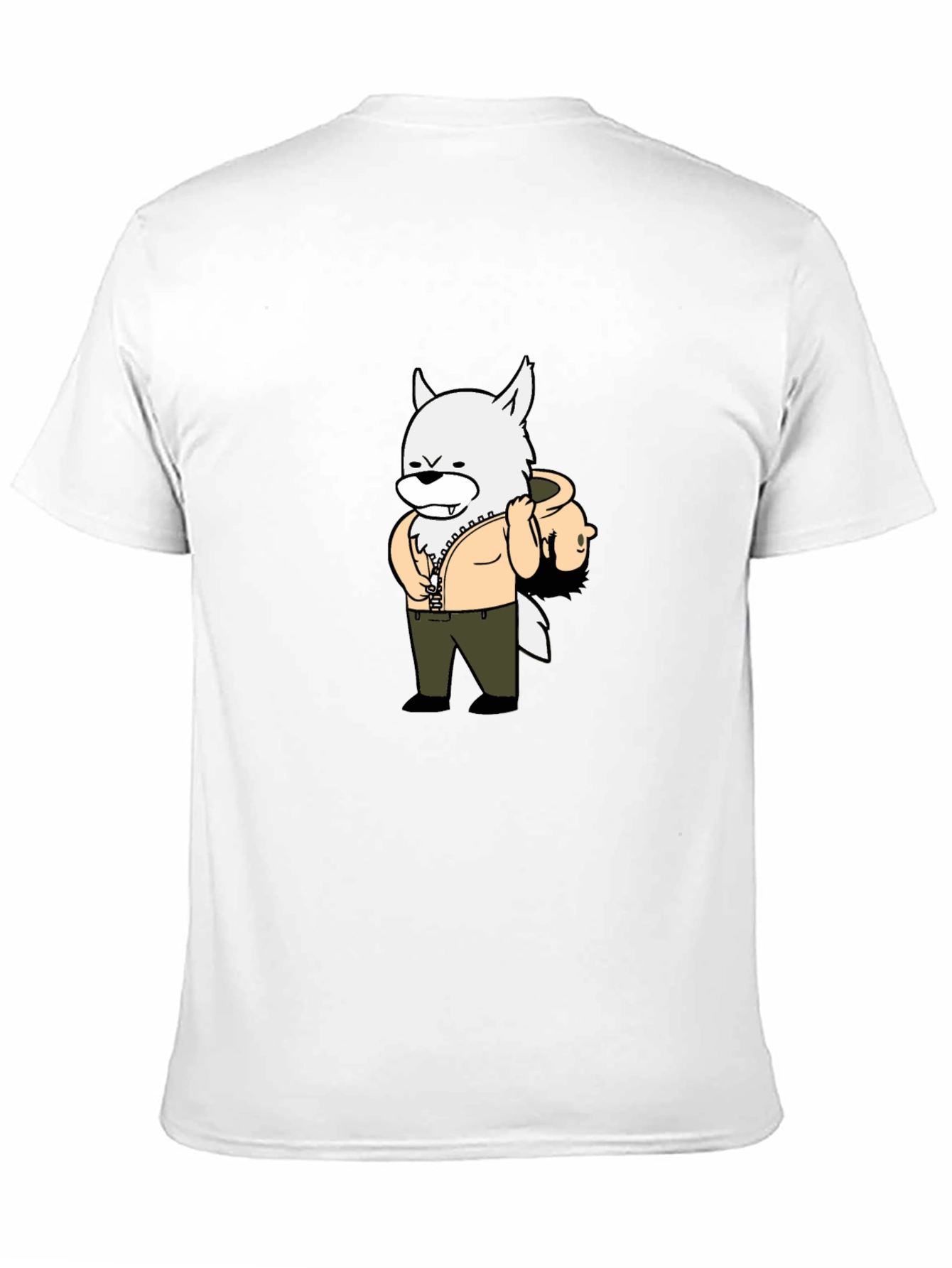 Cartoon Wolf Graphic Tee - Black
