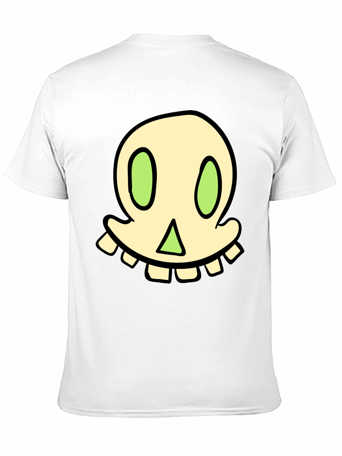 Cartoon Skull Graphic Tee - Black Cotton Blend