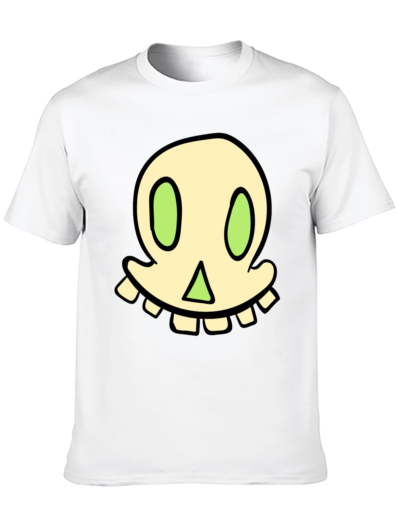 Cartoon Skull Graphic Tee - Black Cotton Blend
