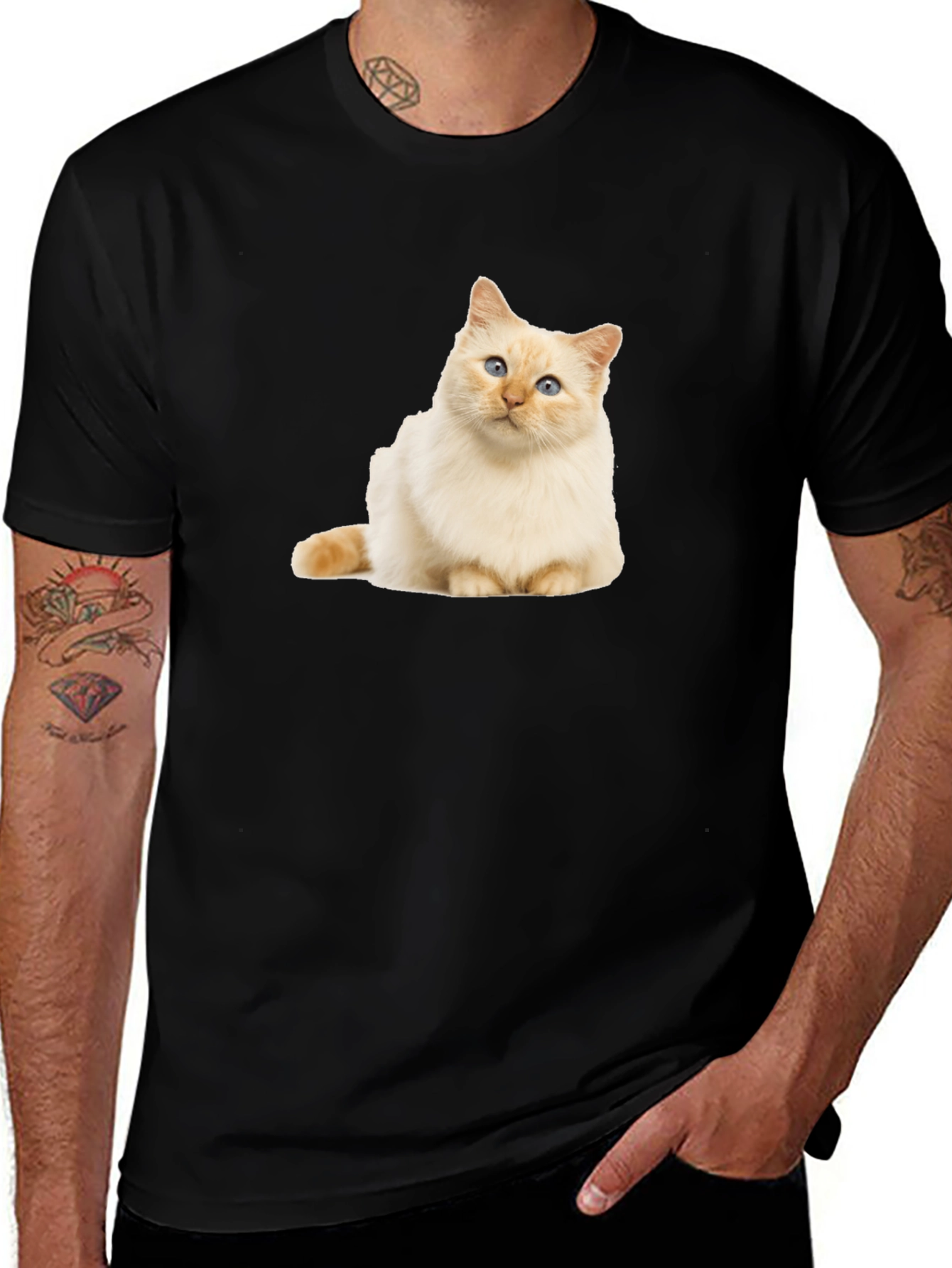 Cat Graphic Black T-Shirt - Soft Cotton Blend