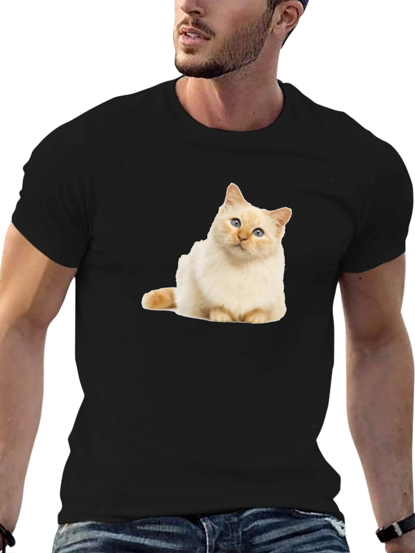 Cat Graphic Black T-Shirt - Soft Cotton Blend