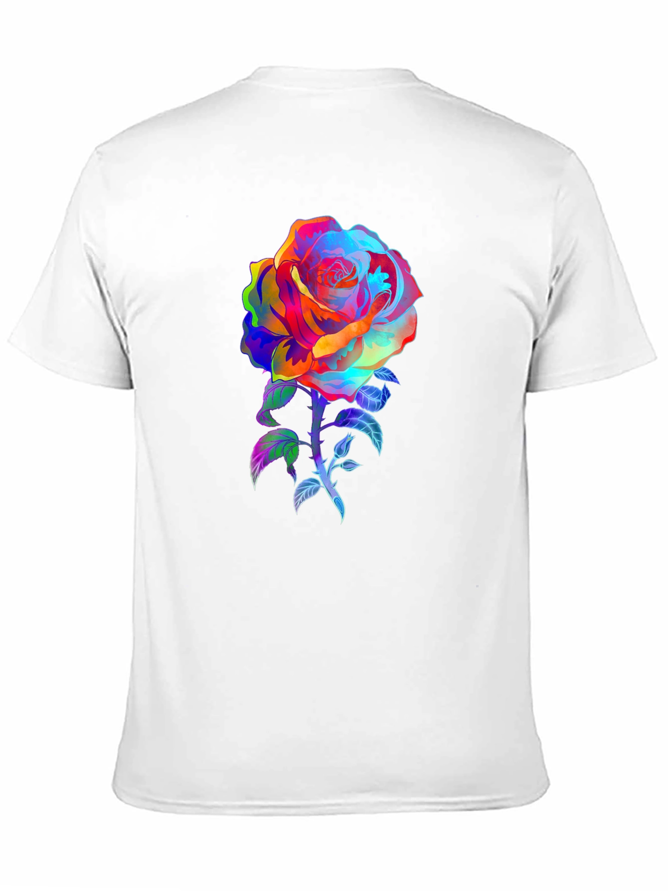 Rainbow Rose Graphic Tee - Vivid Floral Print