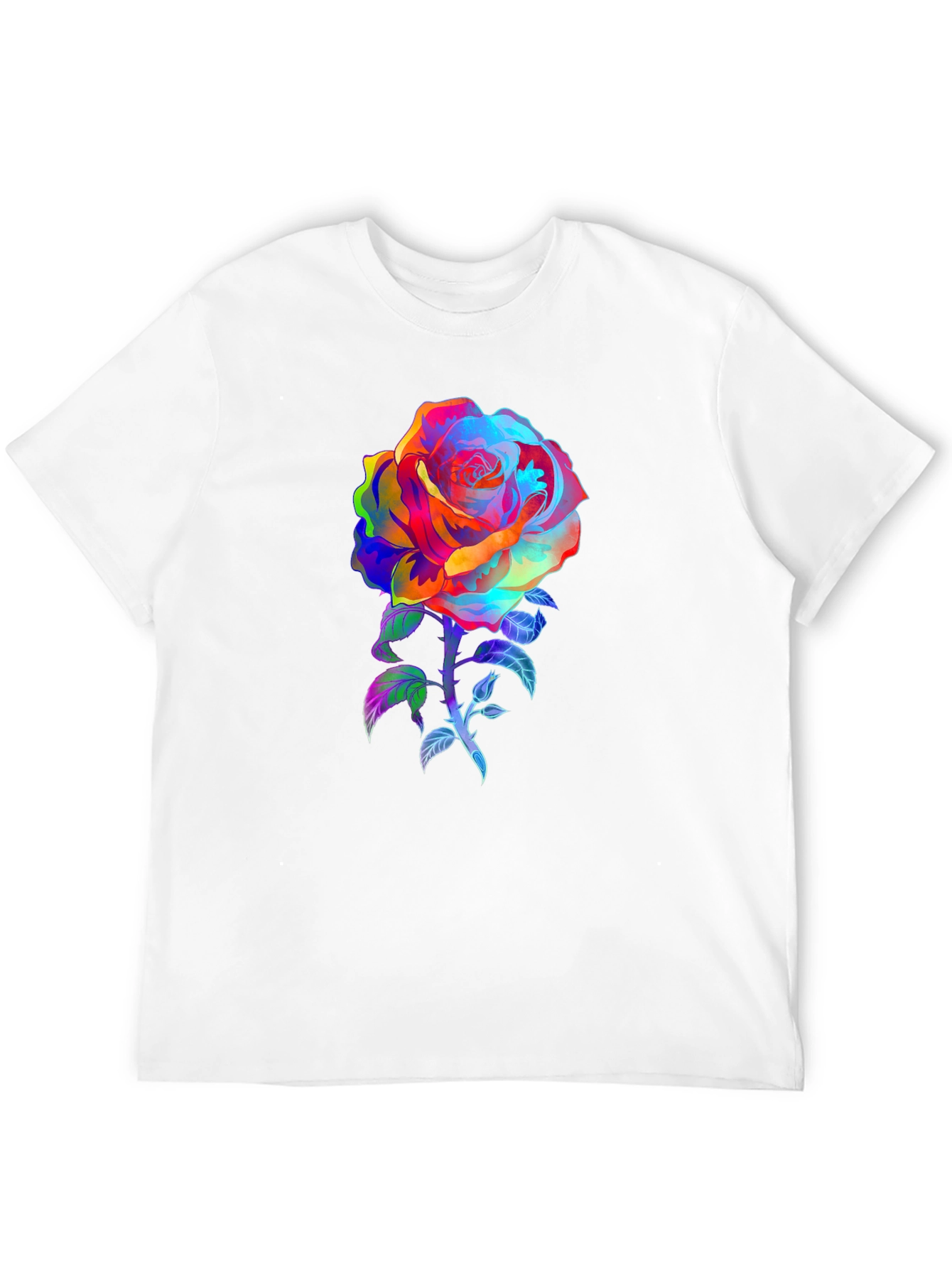 Rainbow Rose Graphic Tee - Vivid Floral Print