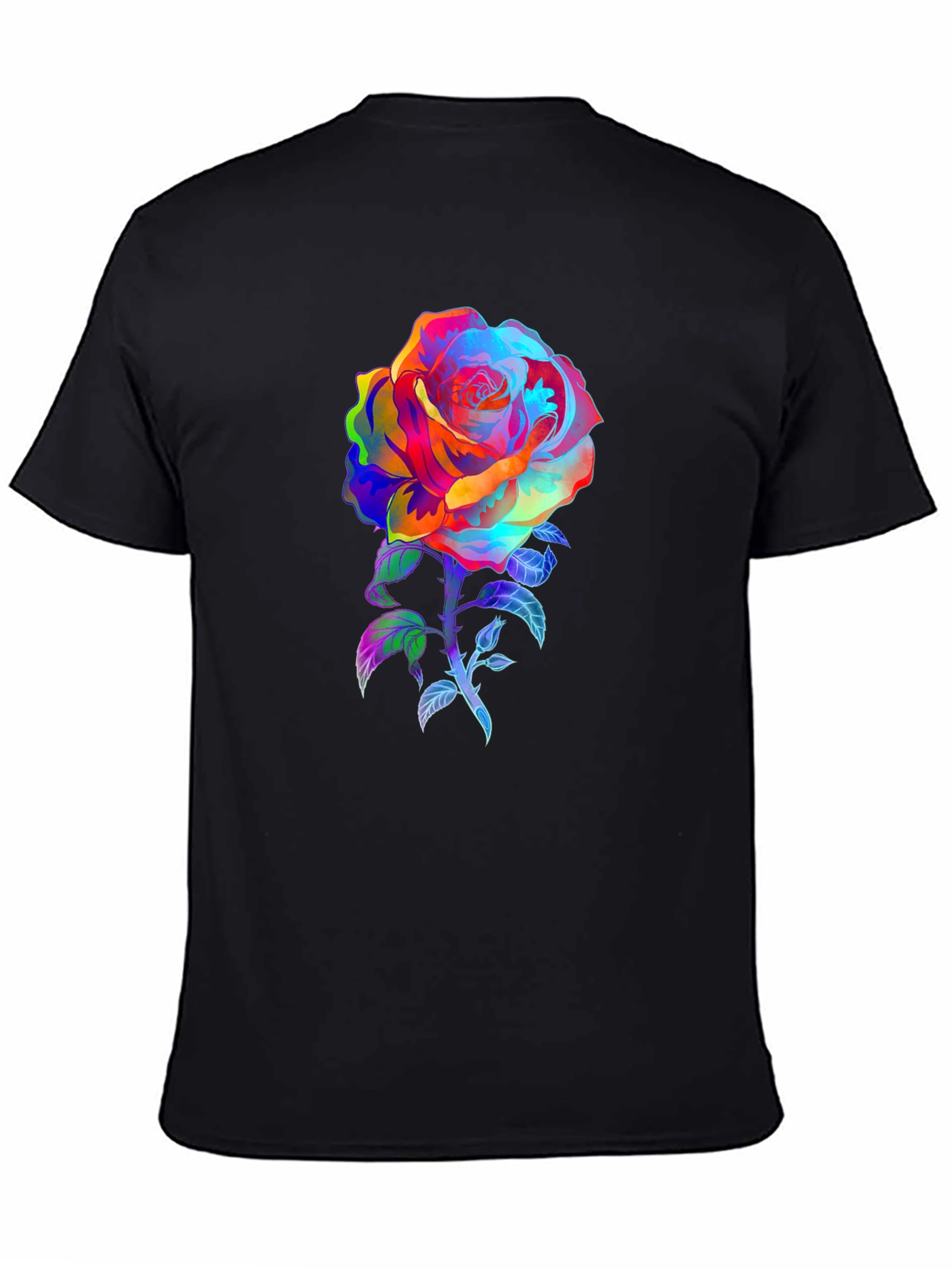 Rainbow Rose Graphic Tee - Vivid Floral Print