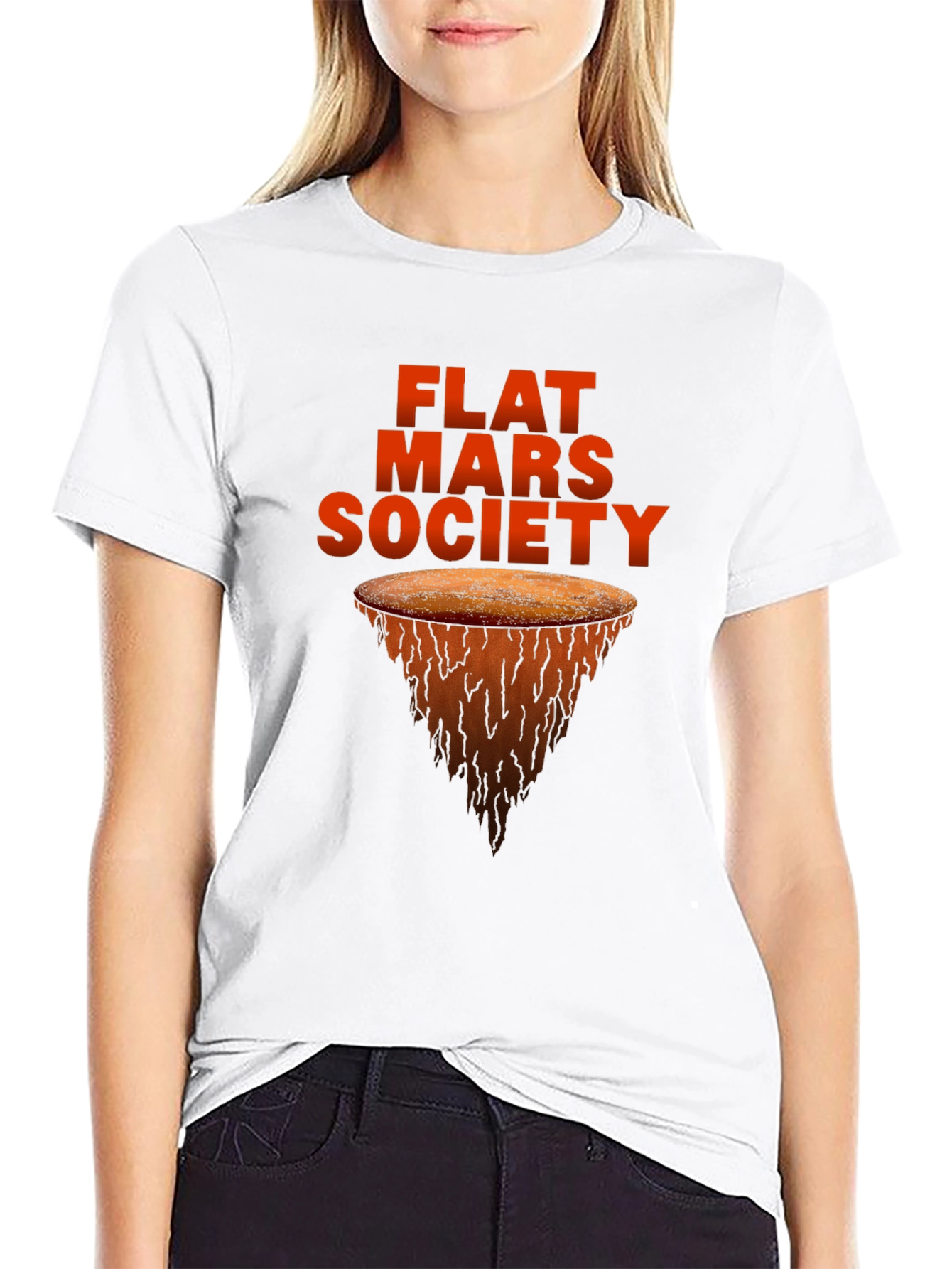 Flat Mars Society Graphic Tee - Novelty T-Shirt