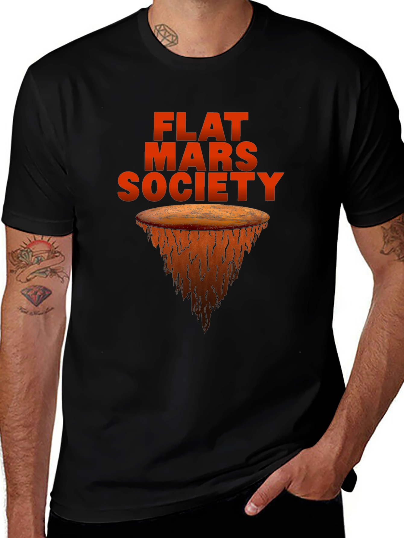 Flat Mars Society Graphic Tee - Novelty T-Shirt
