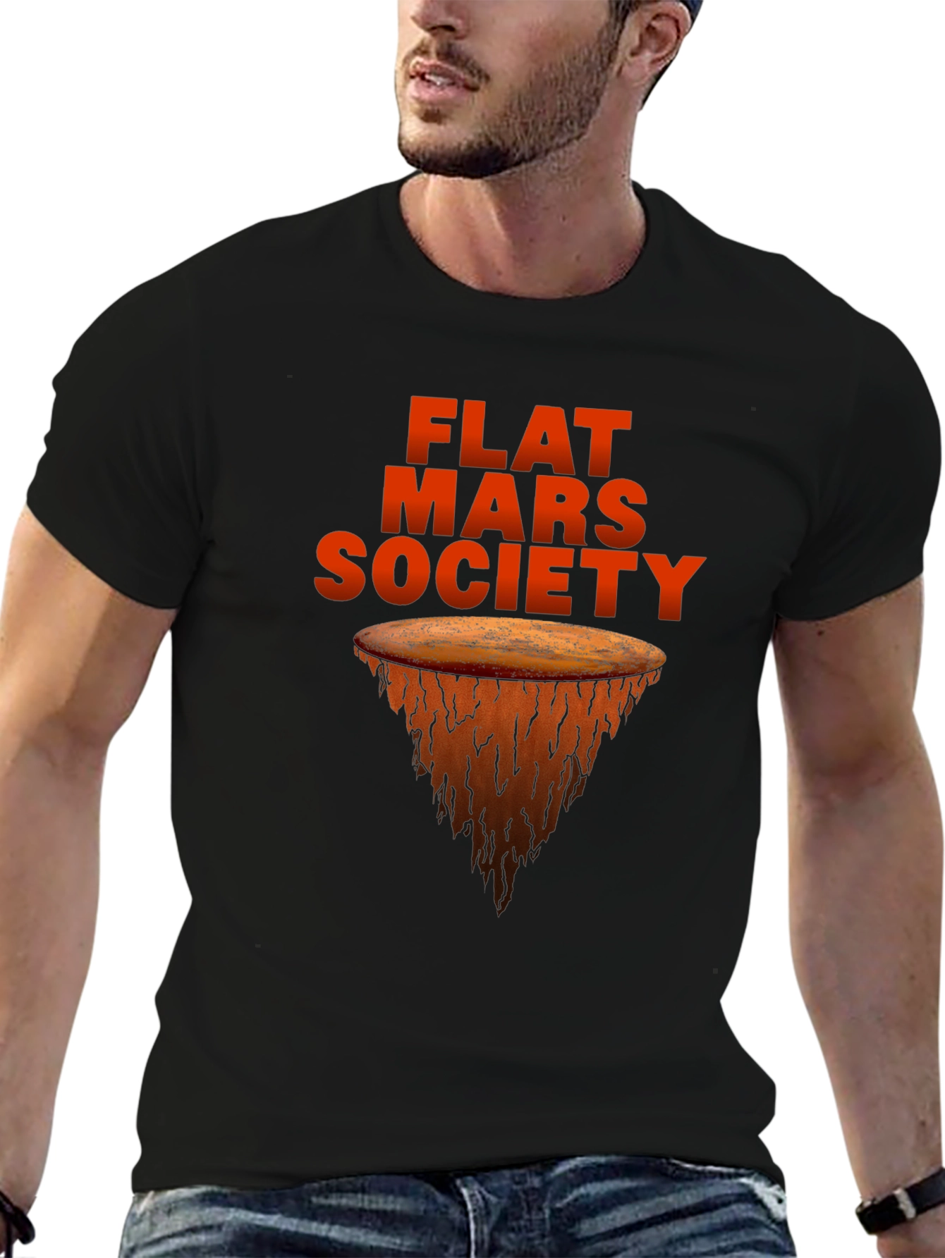 Flat Mars Society Graphic Tee - Novelty T-Shirt