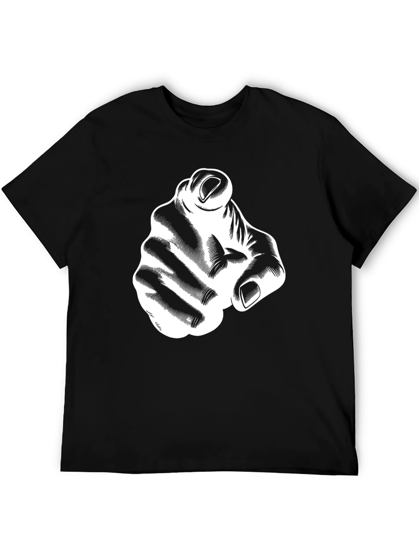 Pointing Hand Graphic Tee - Black Cotton T-Shirt