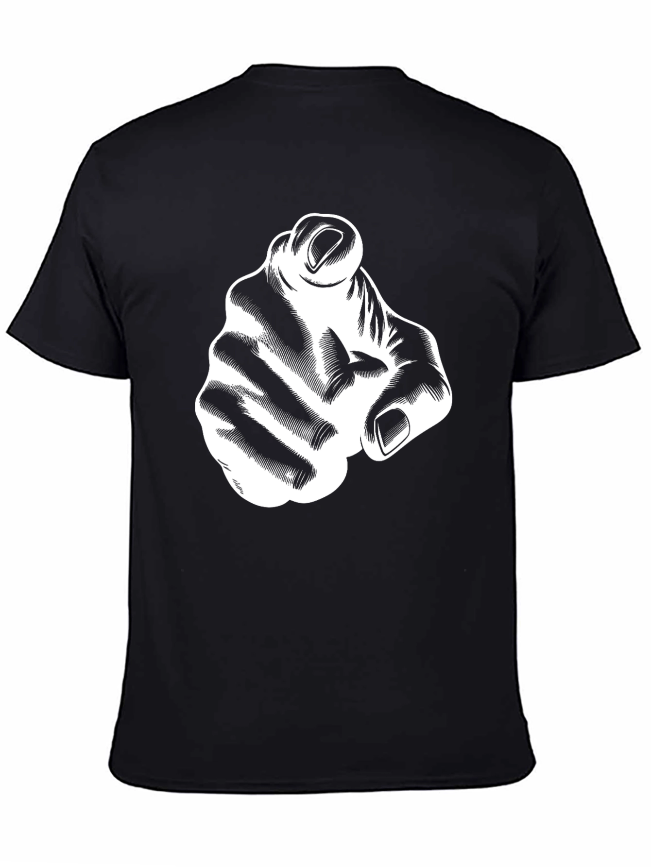 Pointing Hand Graphic Tee - Black Cotton T-Shirt