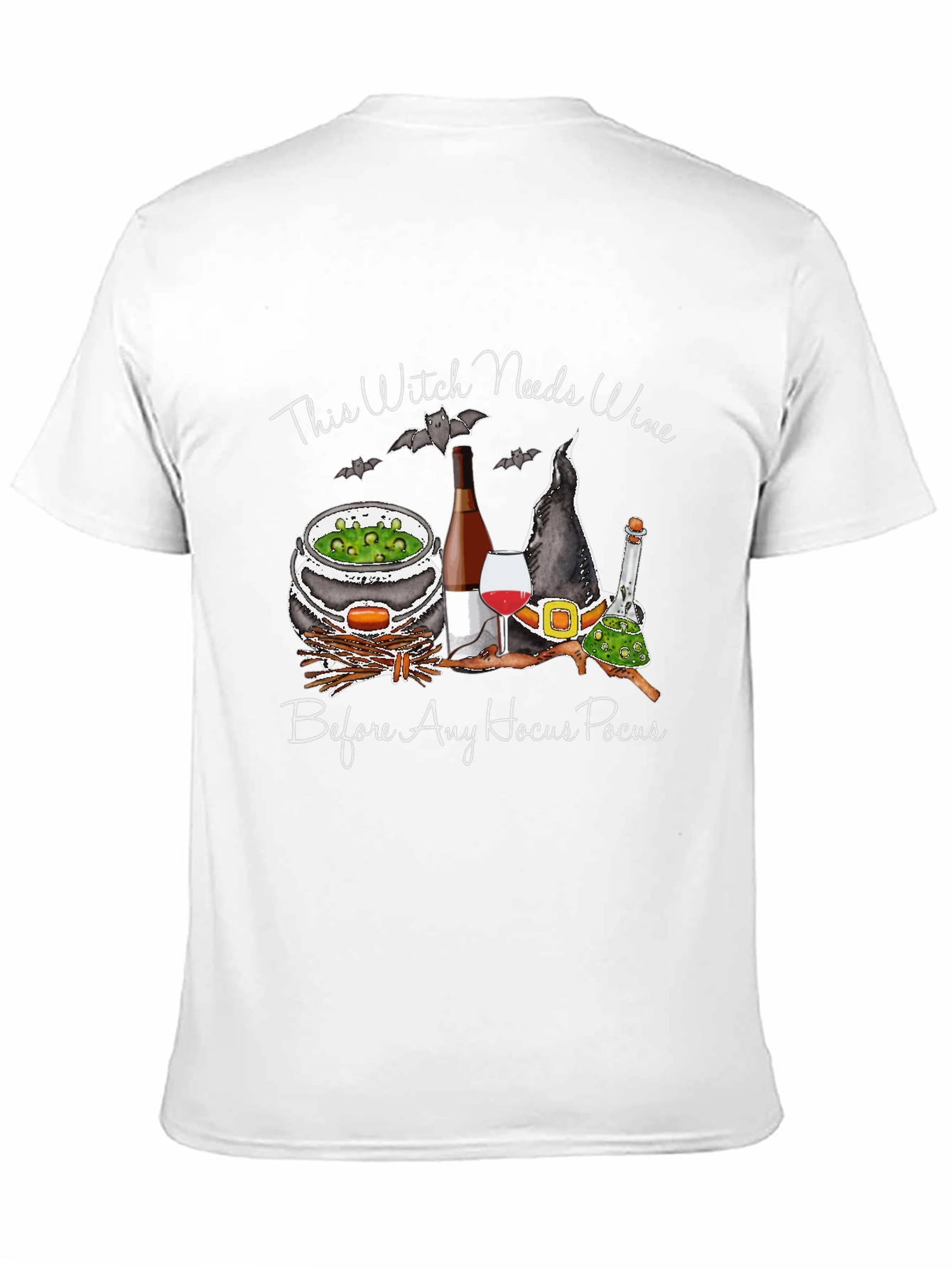 Witch Needs Wine Halloween Graphic T-Shirt
